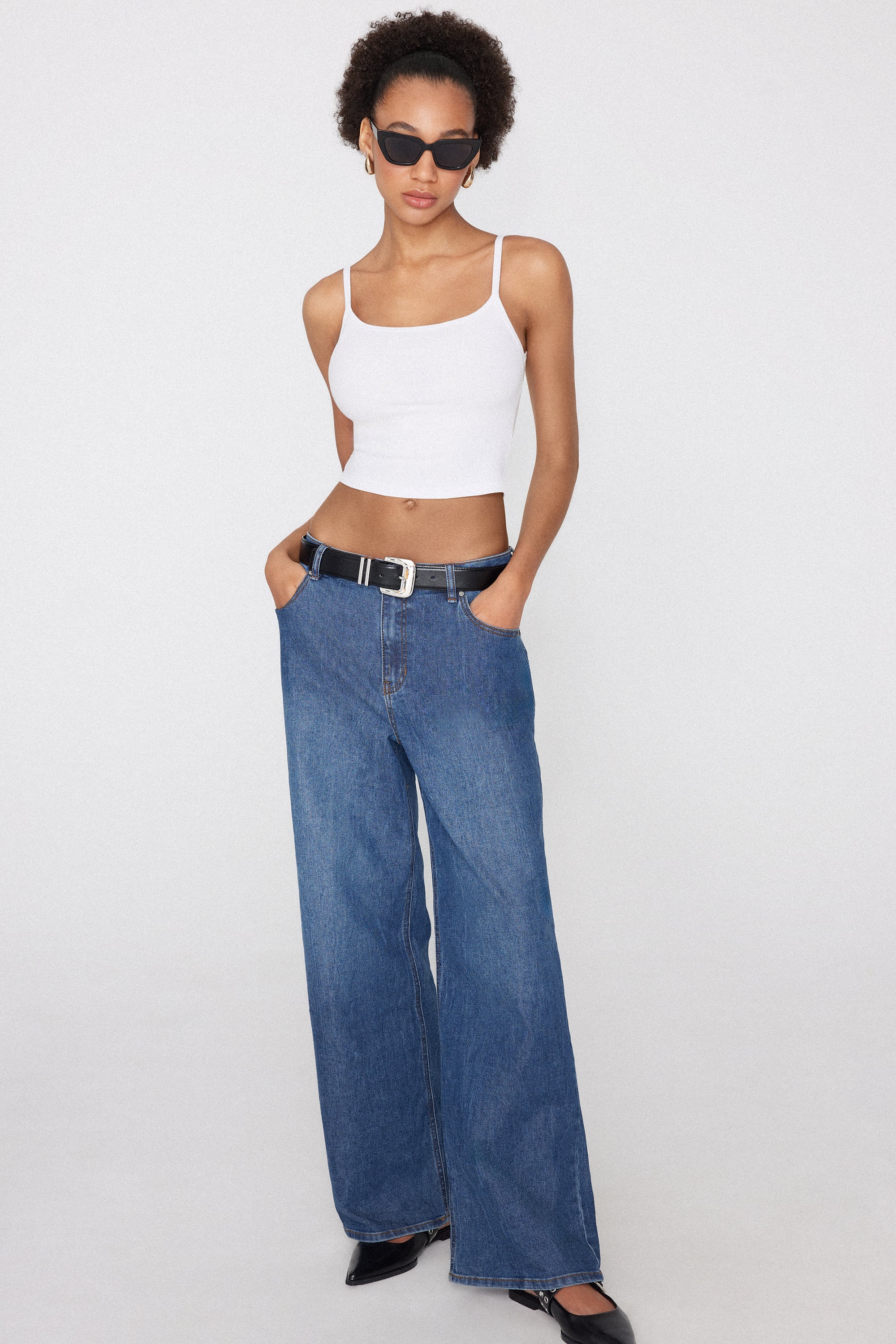 Crop Top mit schmalen Tr&auml;gern aus Baumwollripp
