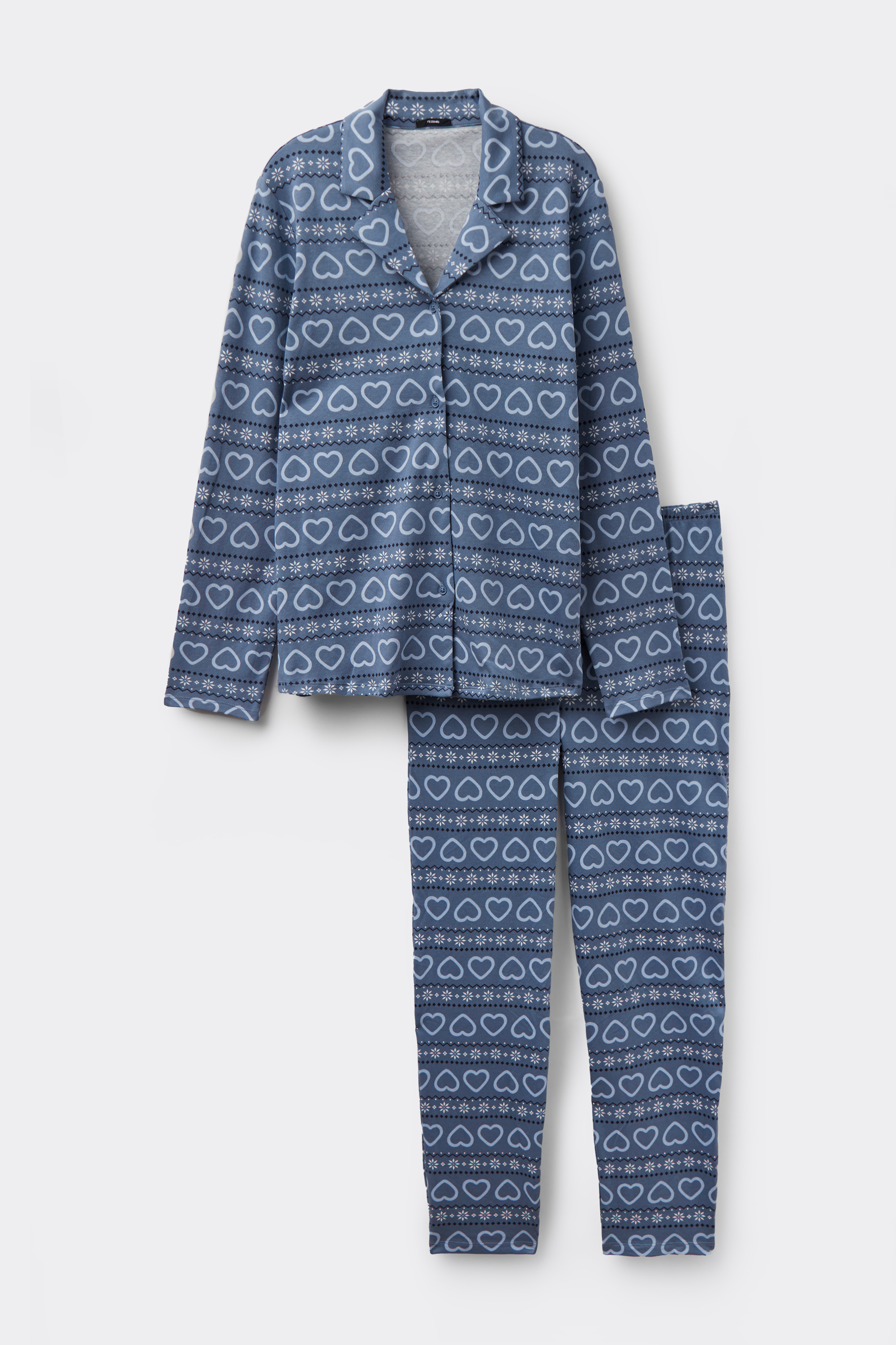 Nordic Print Long Open Cotton Pyjamas