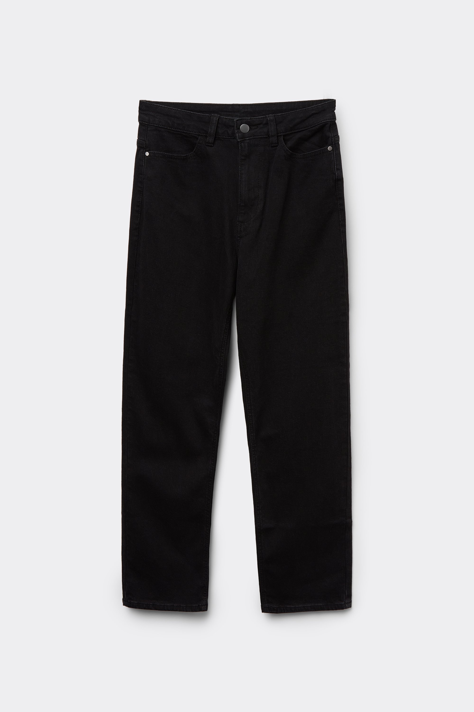 High-Waisted Straight-Leg Denim Jeans with Pockets