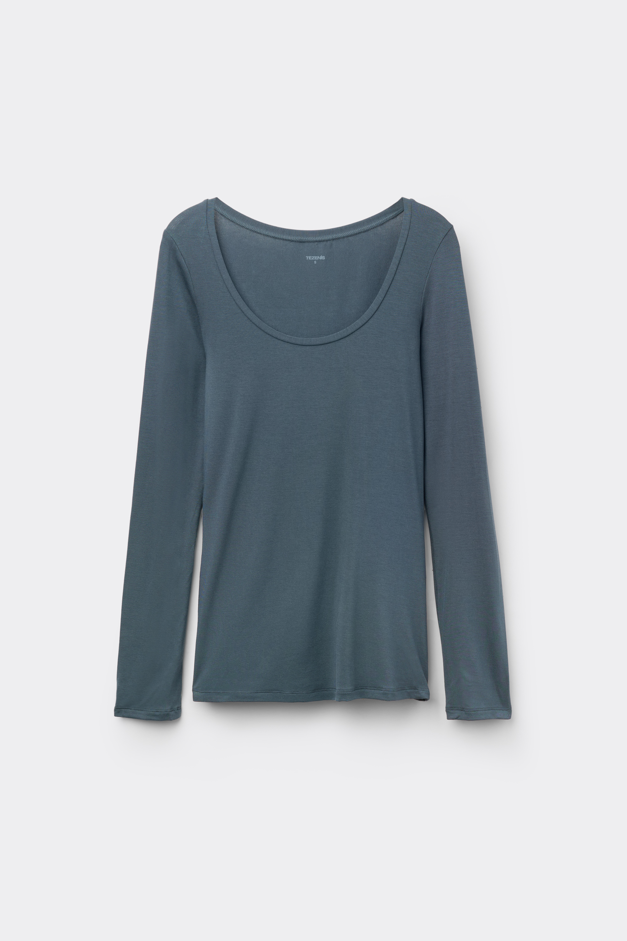 Long Sleeve Scoop Neck Viscose Top
