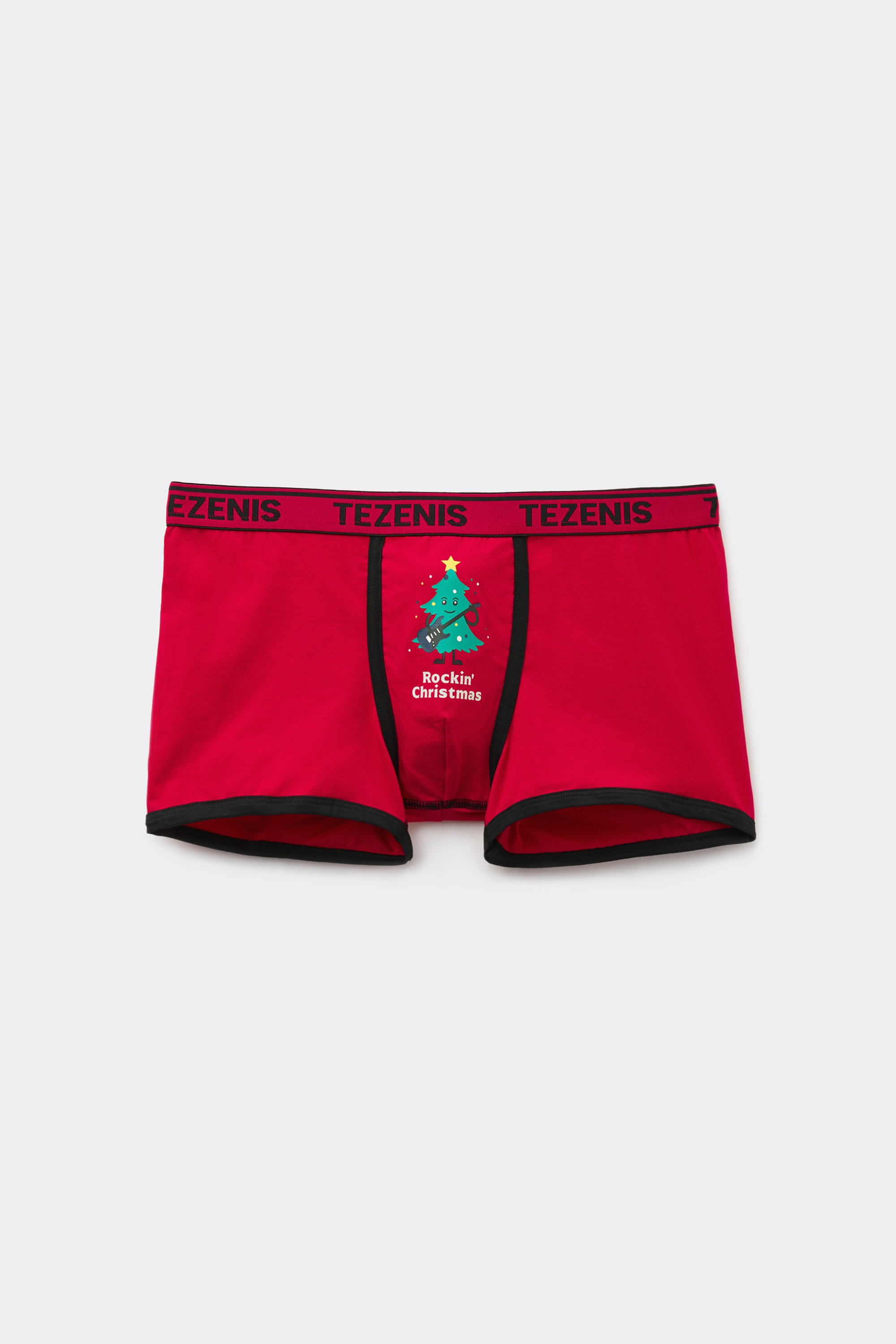 Boxers em Algod&atilde;o com Log&oacute;tipo Estampado Natal&iacute;cio