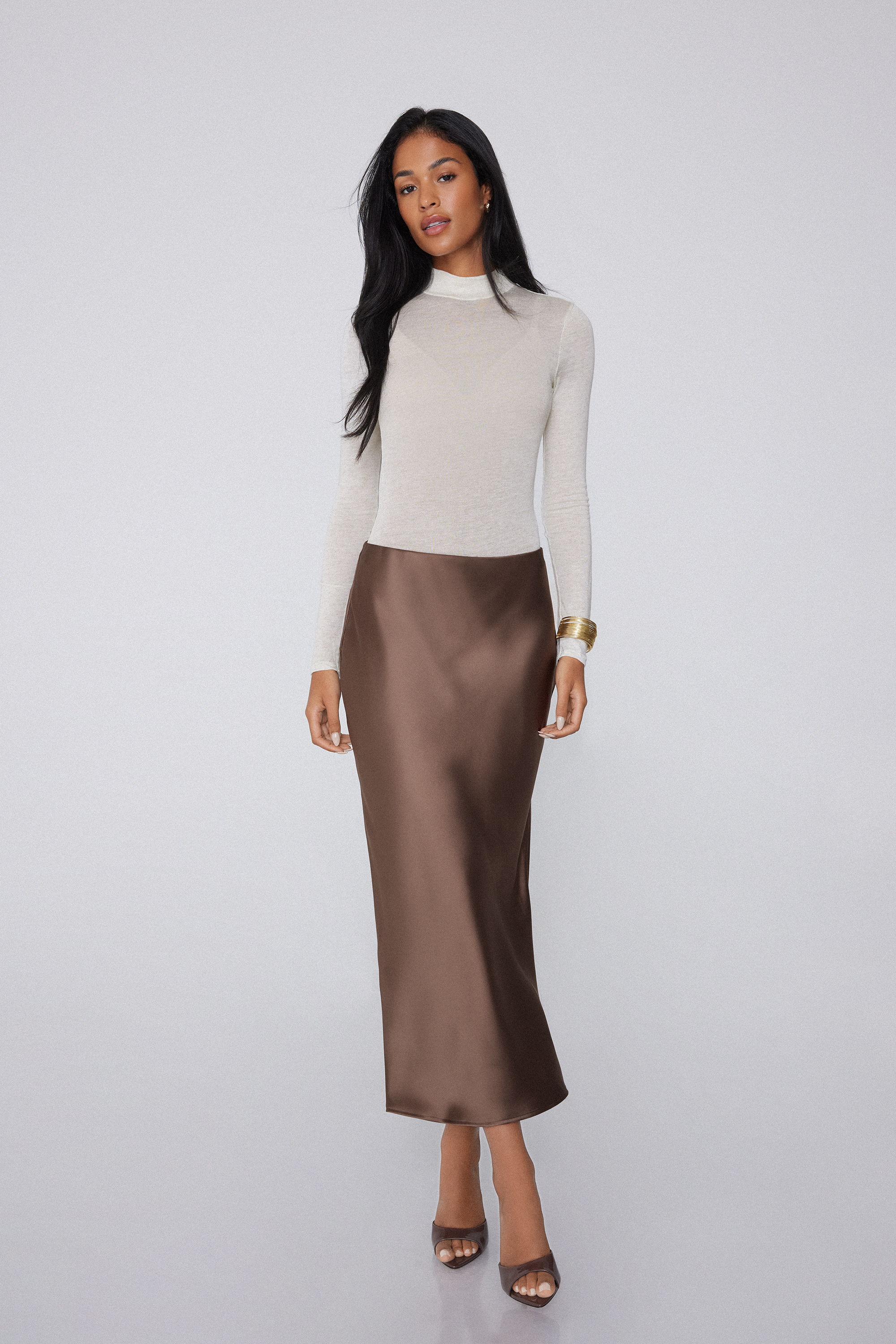 Satin Midi Skirt
