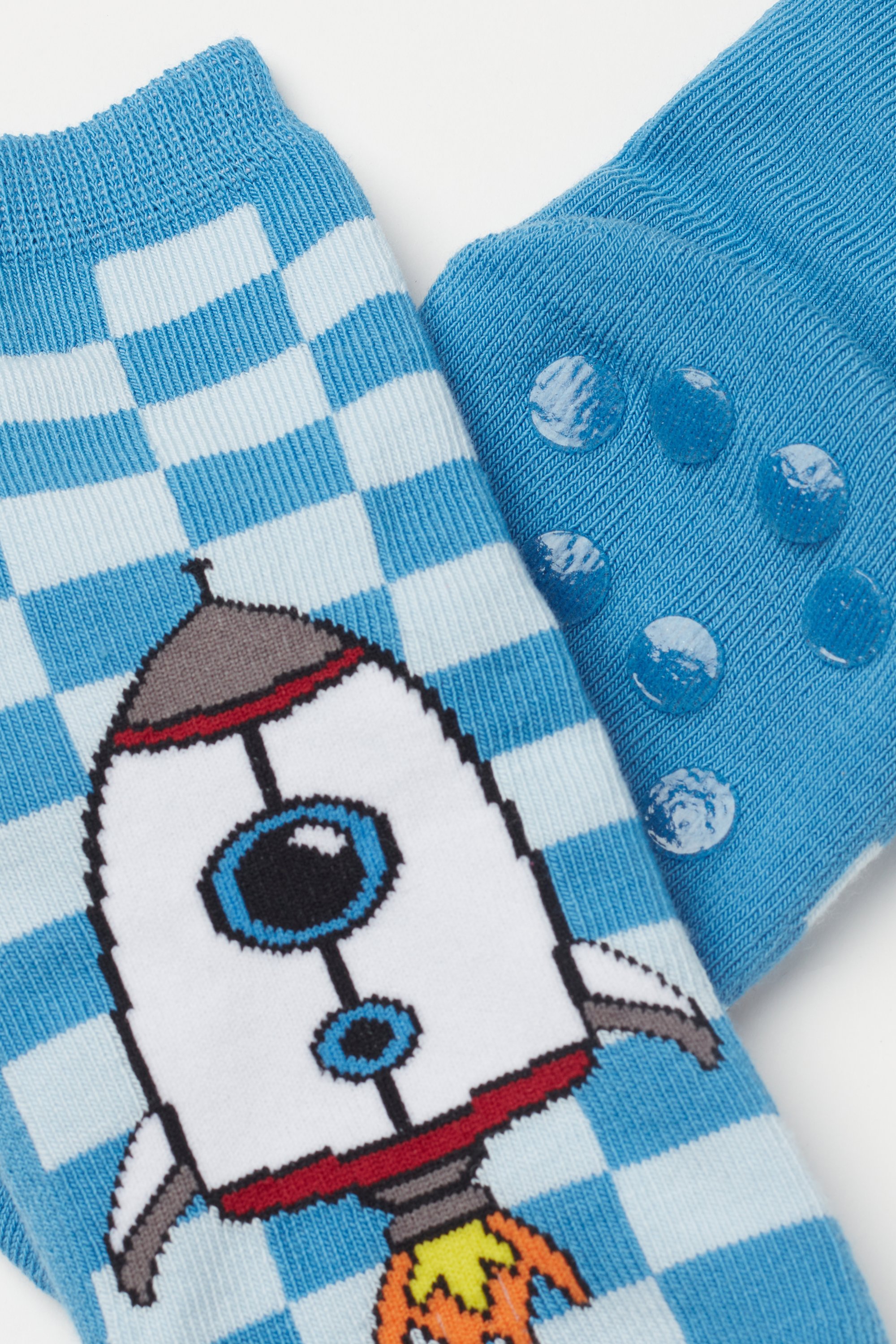 Boys&rsquo; Lightweight Patterned Non-Slip Cotton Socks