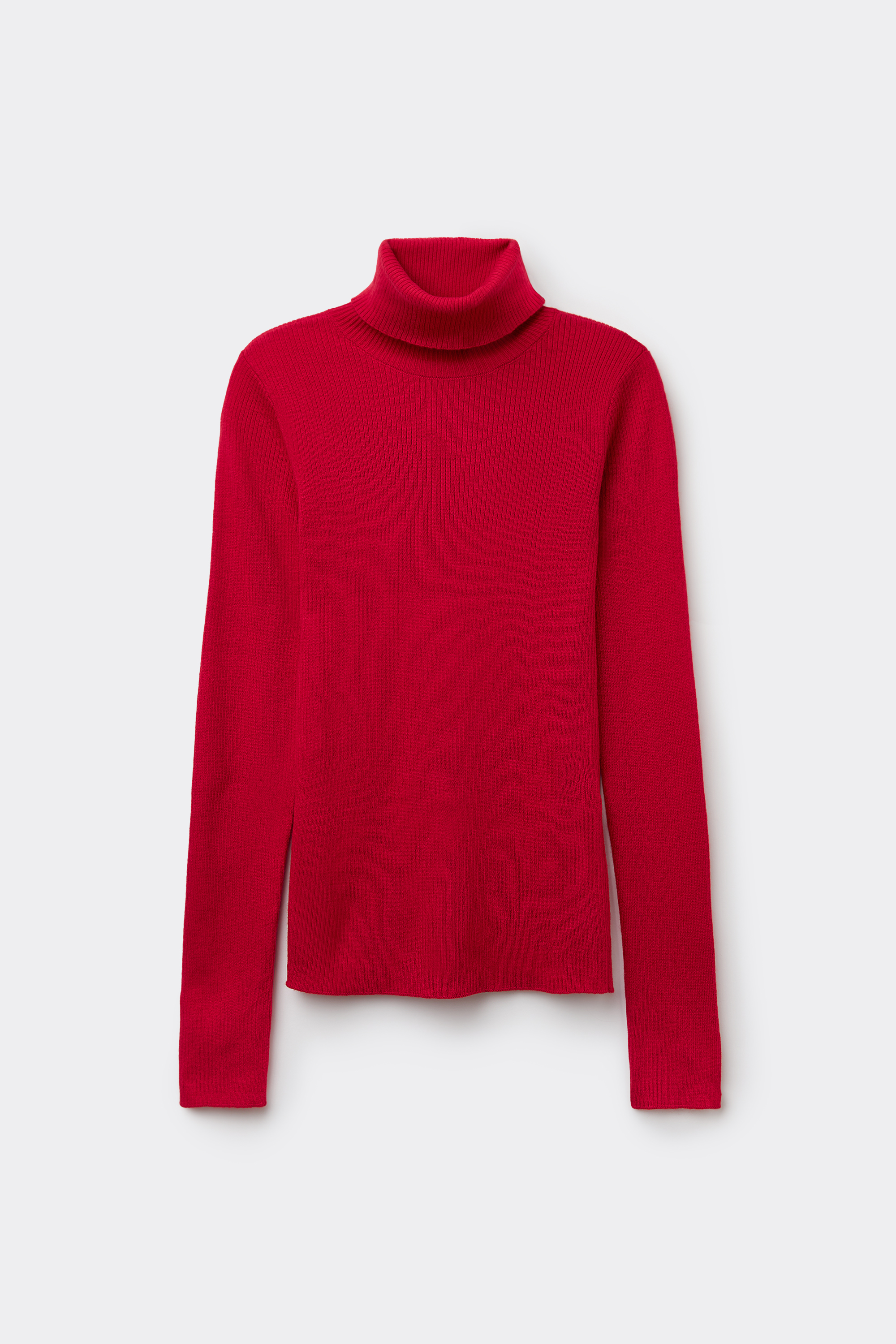 Long Sleeve Ribbed Polo Neck Heavy Knitwear with Wool
