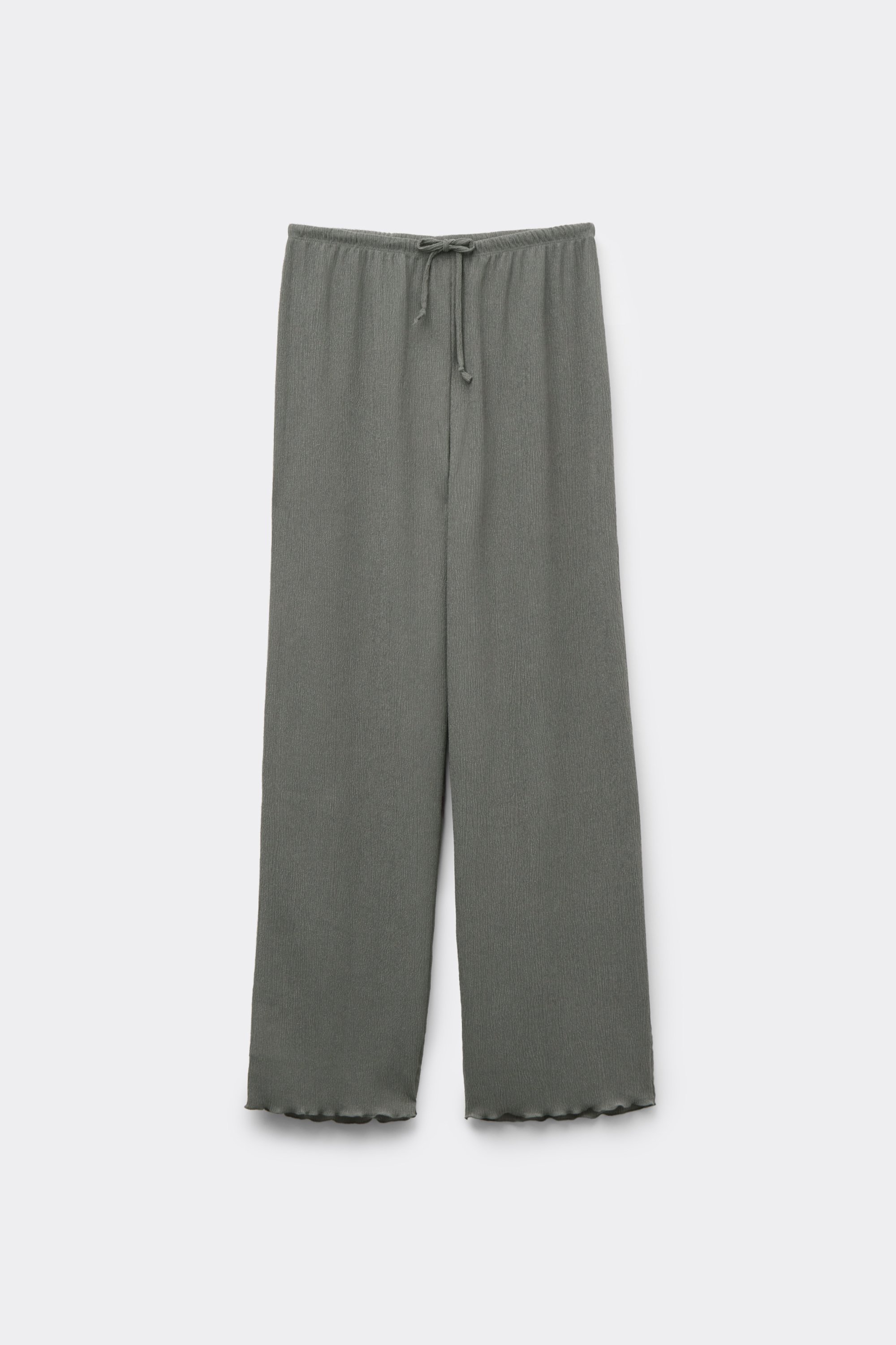 Krepowe Spodnie Palazzo z Troczkiem