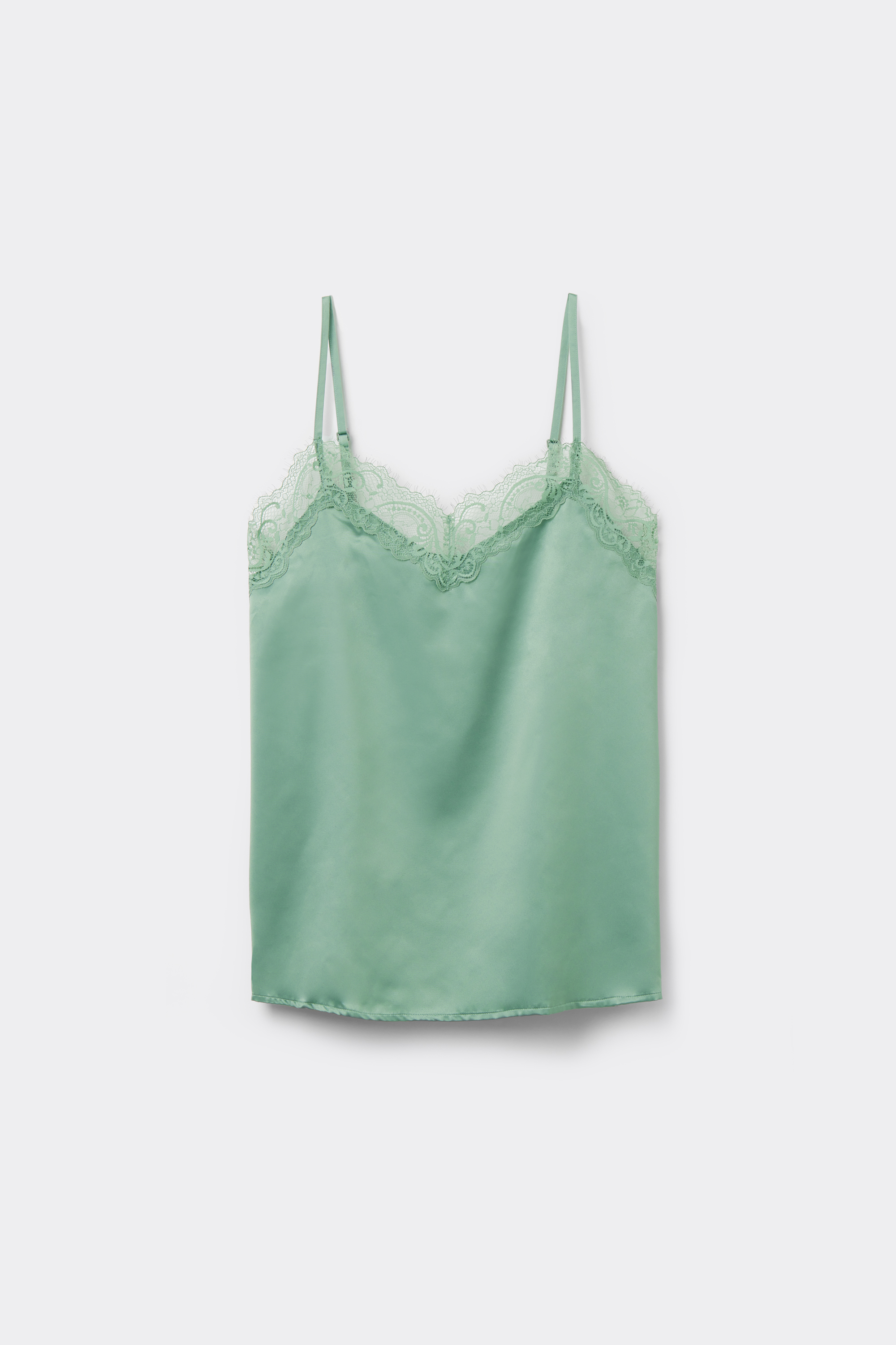 Satin and Lace Camisole with Narrow Shoulder Straps