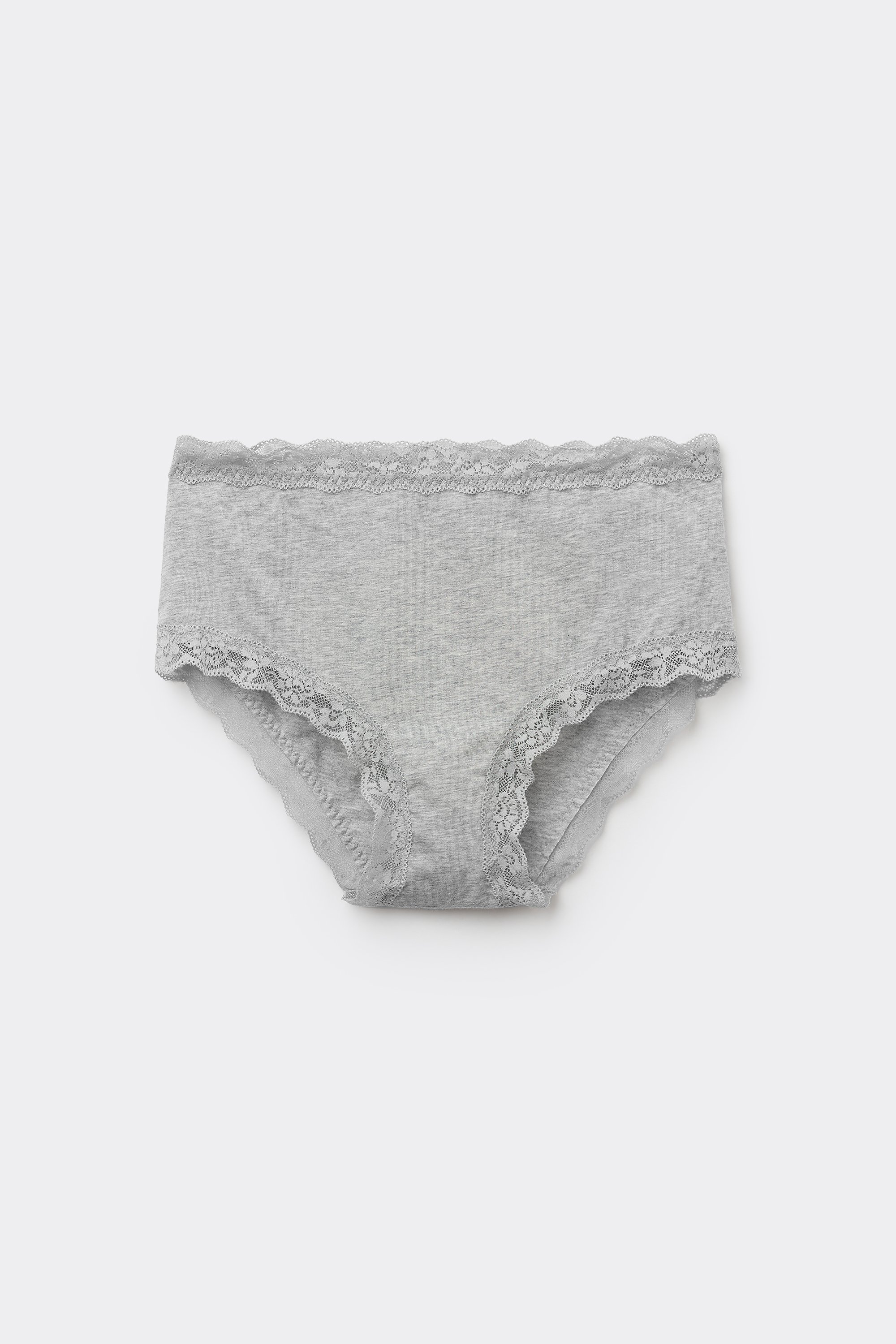 High-Waisted Cotton and Lace Panties