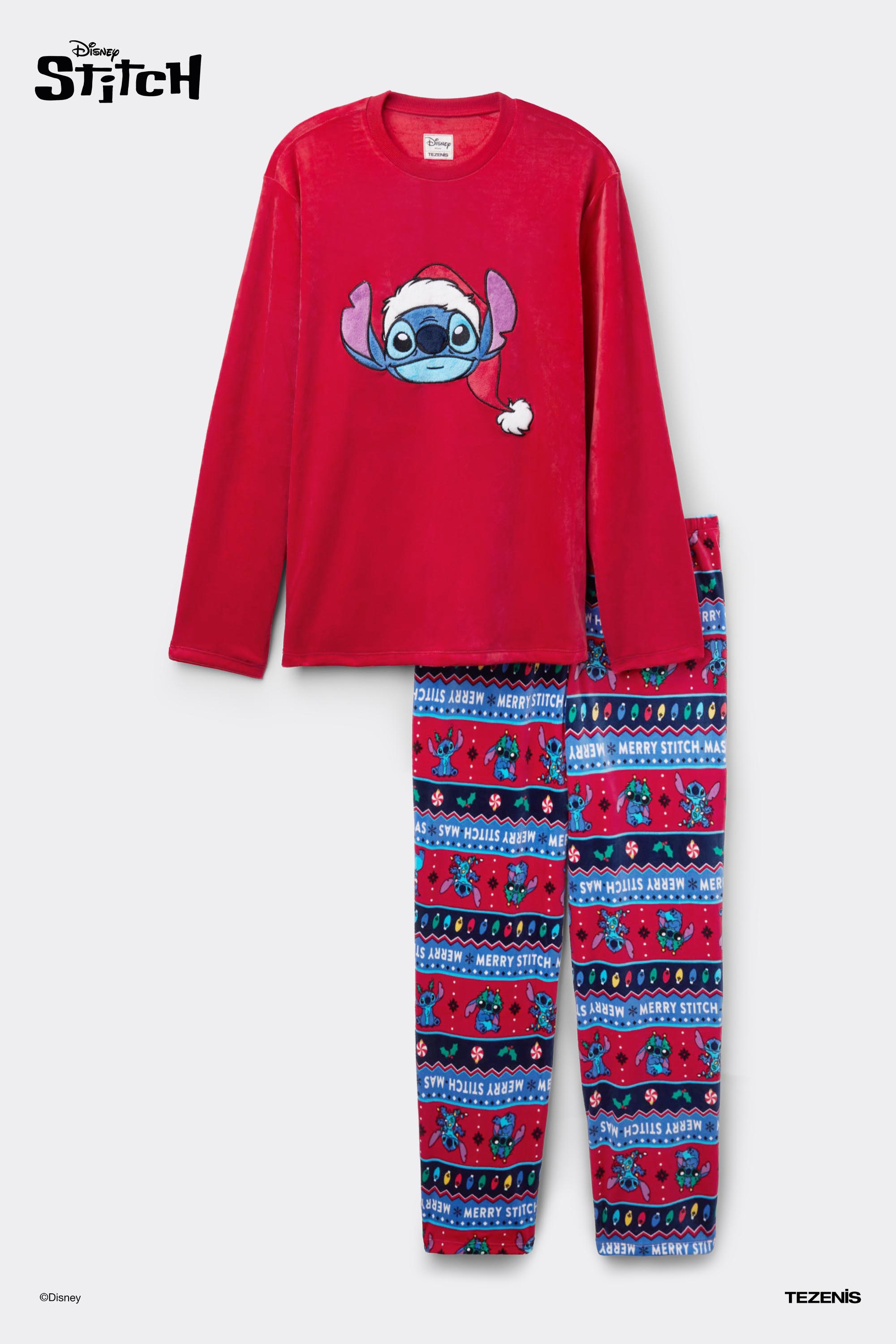 Men's Long Microfleece Pajamas Disney Christmas Stitch