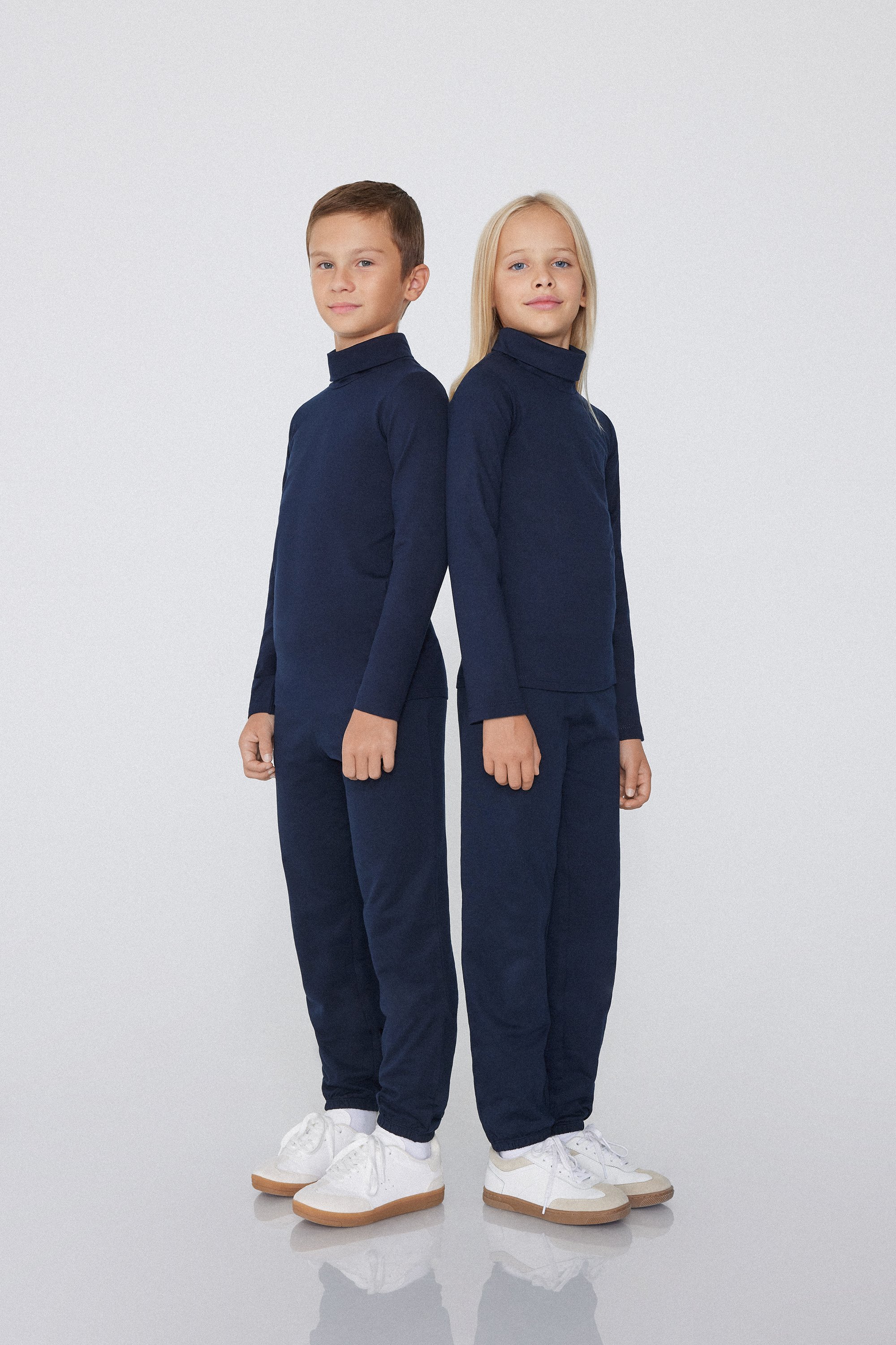 Бавовняна Водолазка Унісекс для Дітей з Термоефектом із Високим Коміром і Довгими Рукавами