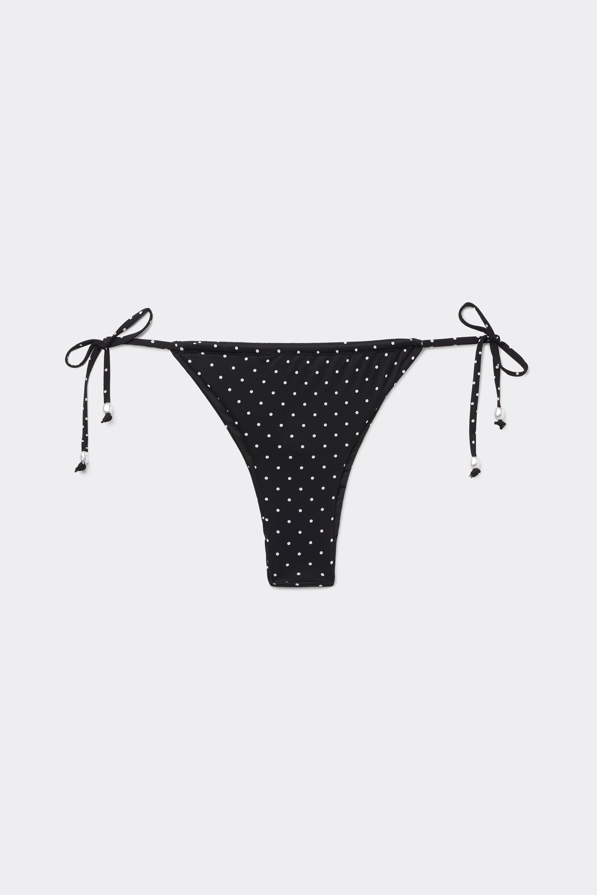 Polka Dot Bead Brazilian Bikini Bottoms with Narrow Tanga Ties