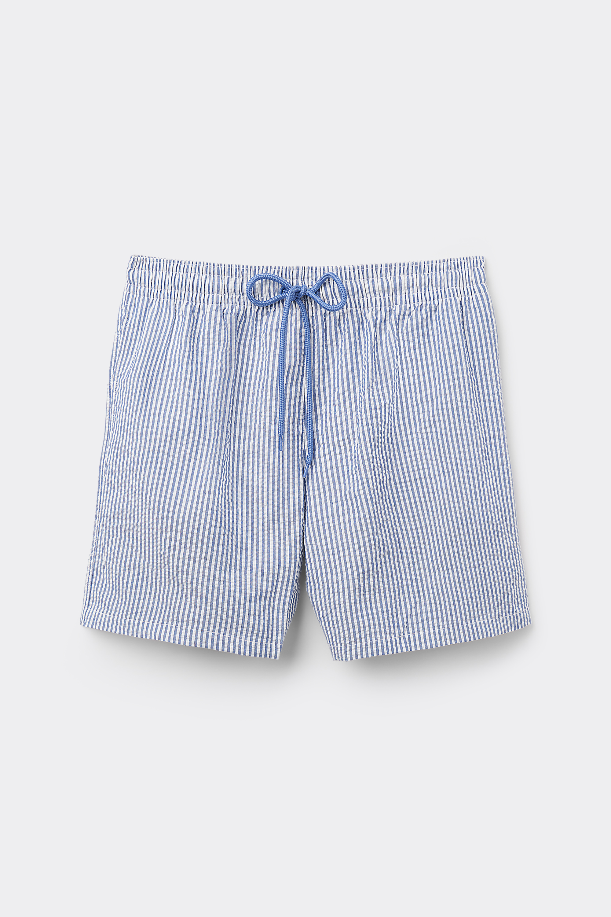 Striped Swim Shorts with Pockets and an Embossed Look