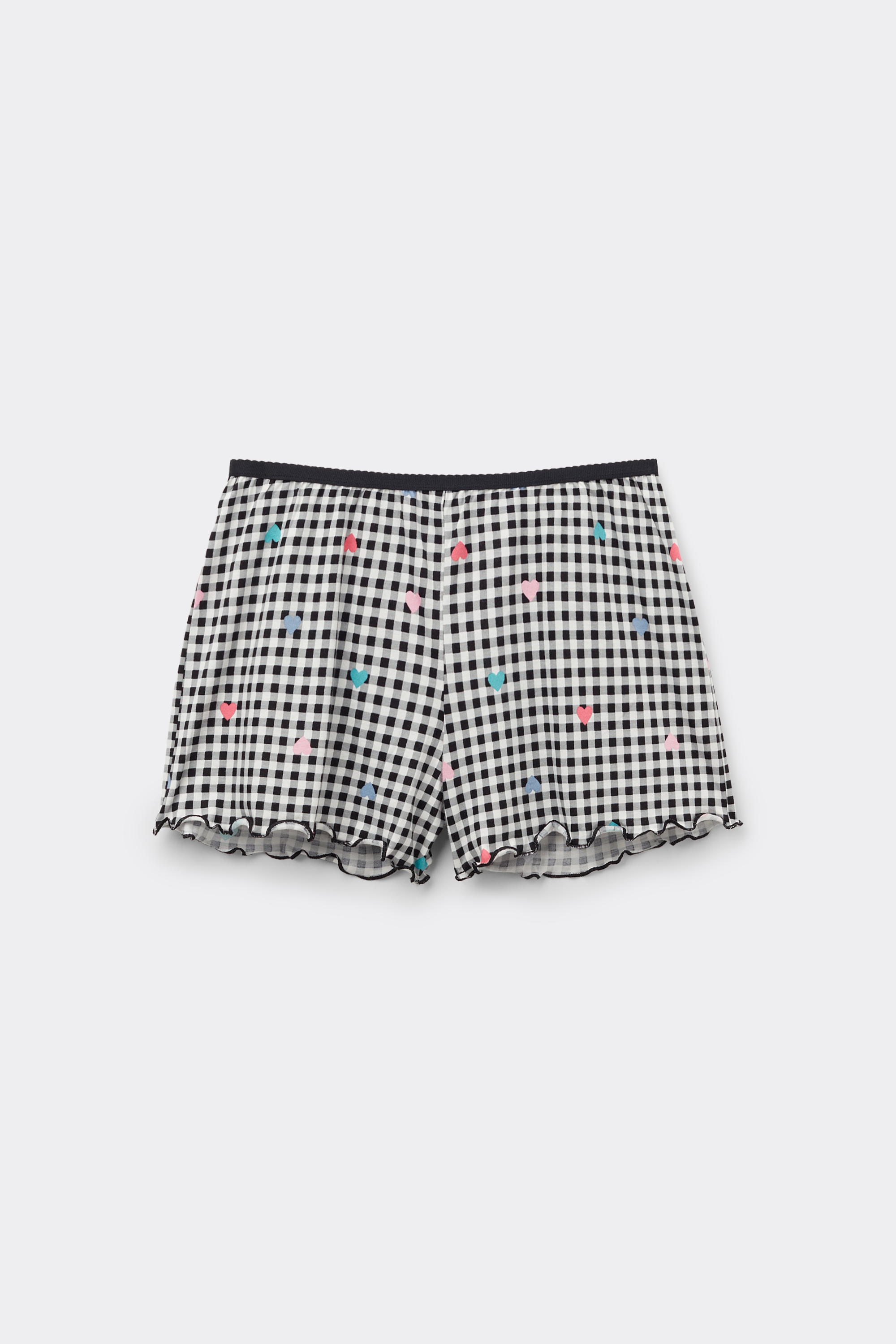 Printed Cotton Shorts with Rolled Hem