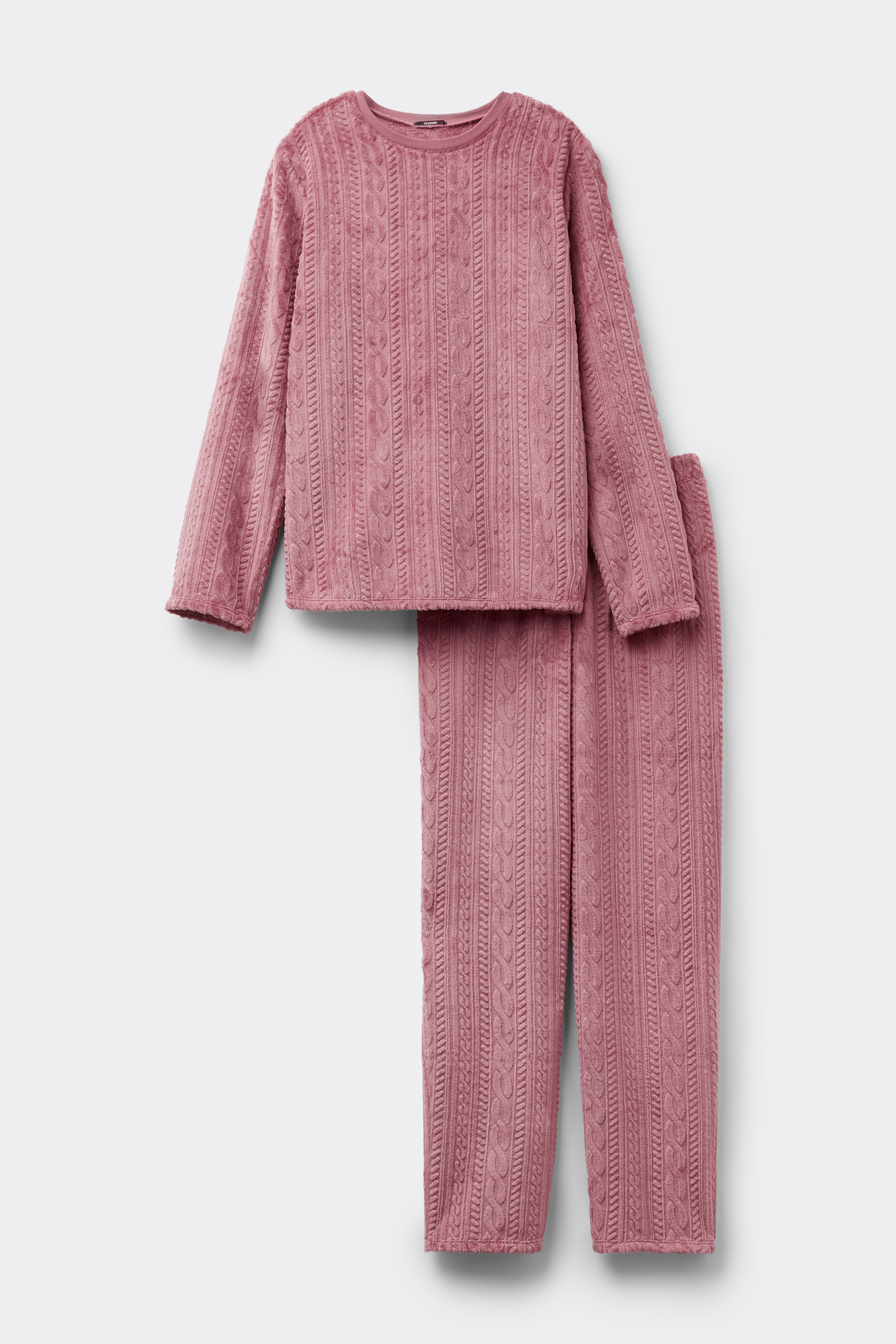 Duga Pidžama od Flisa Devor&eacute; s Printom Pletenica