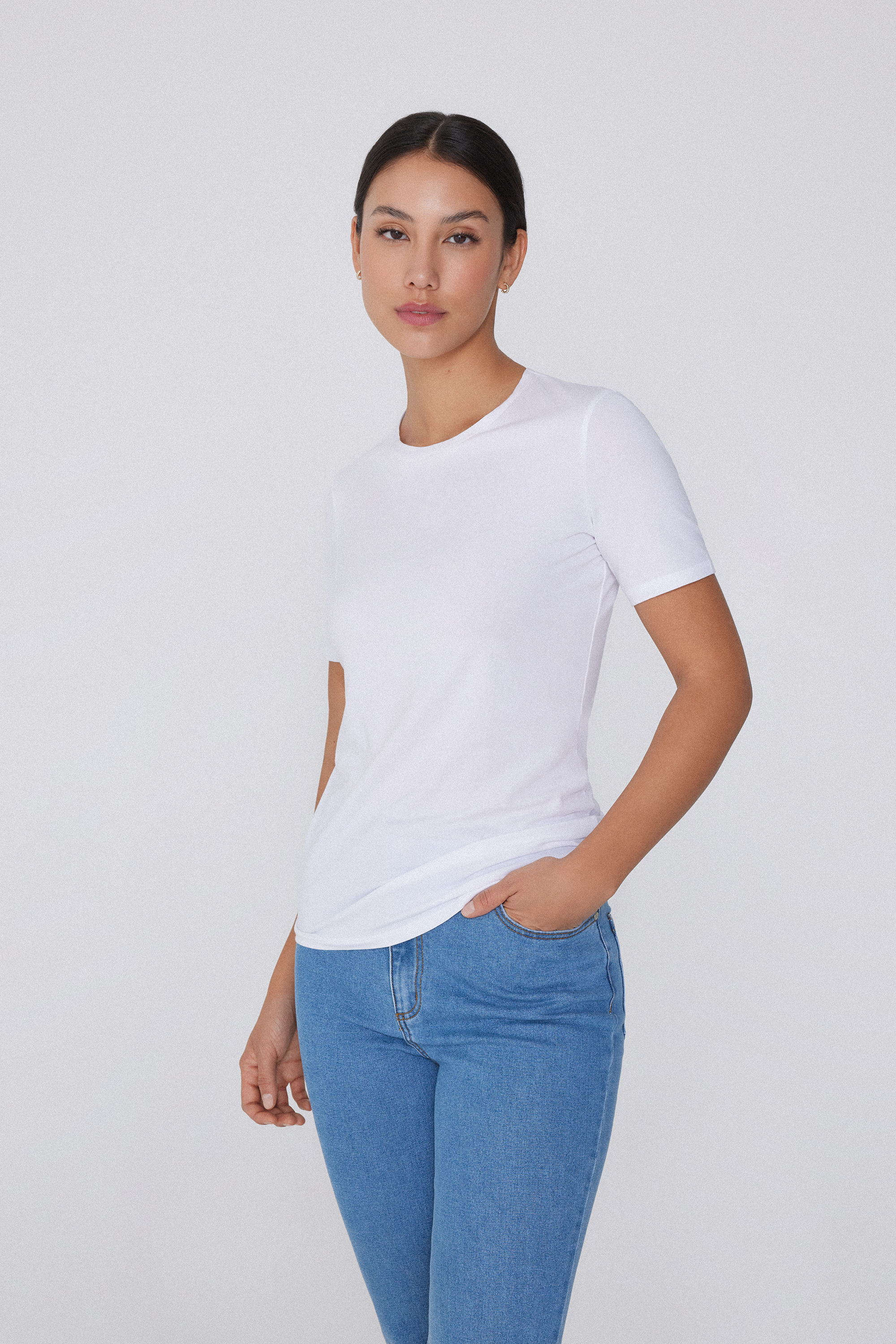 Organic Stretch Cotton Crewneck T-Shirt