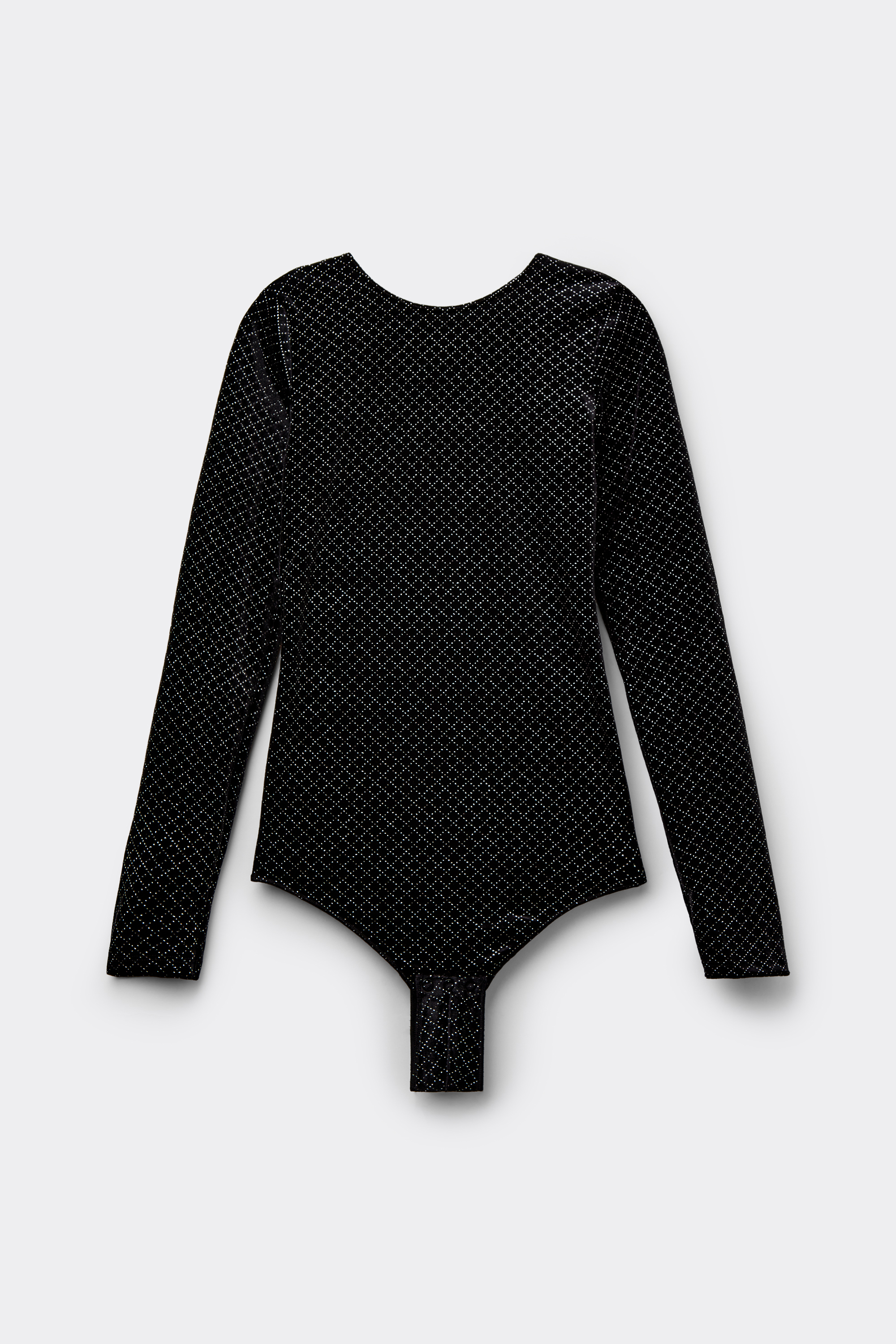Long-Sleeved Velvet Diamond Glitter Bodysuit