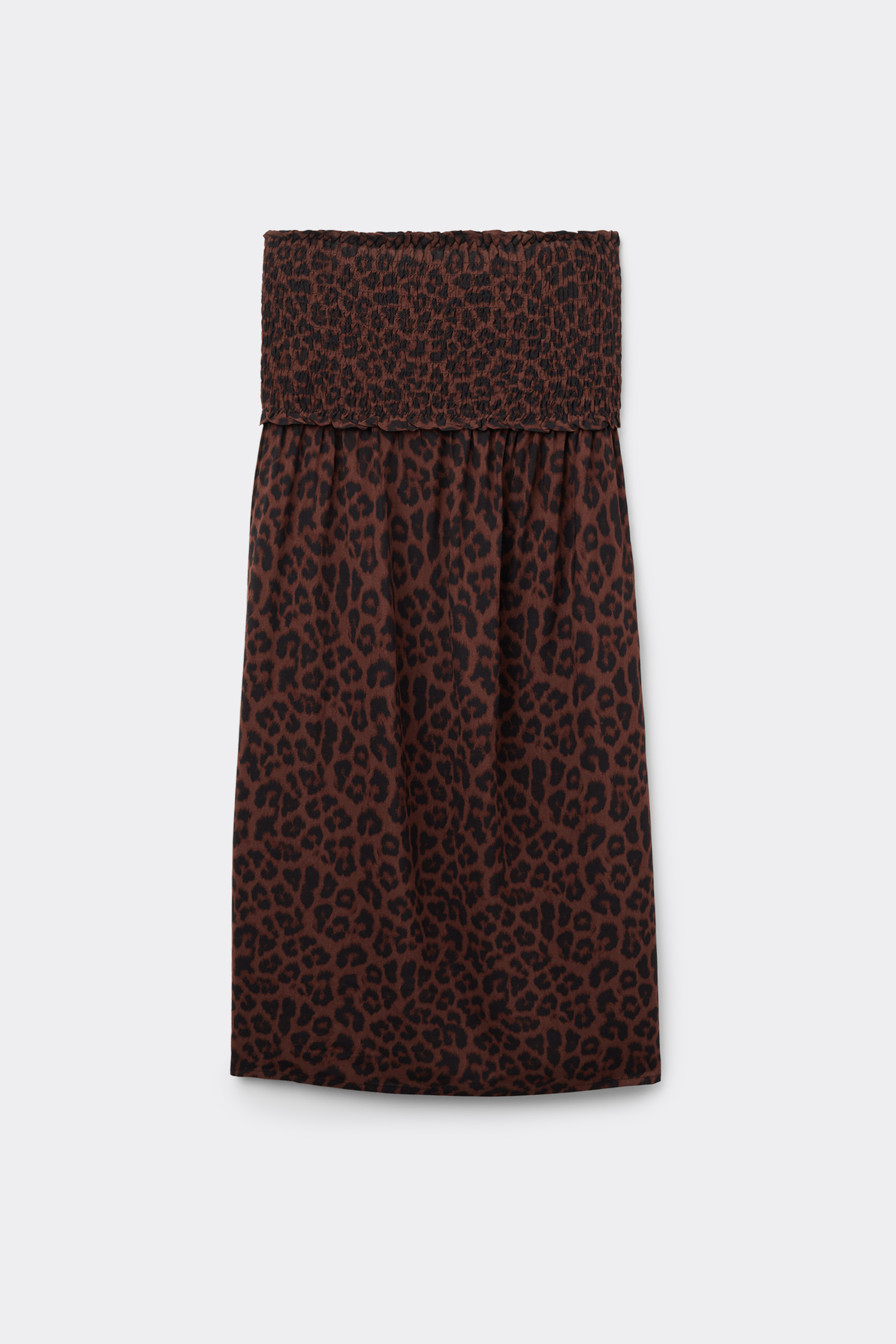 Short Bandeau Smock Stitch Viscose Fabric Dress