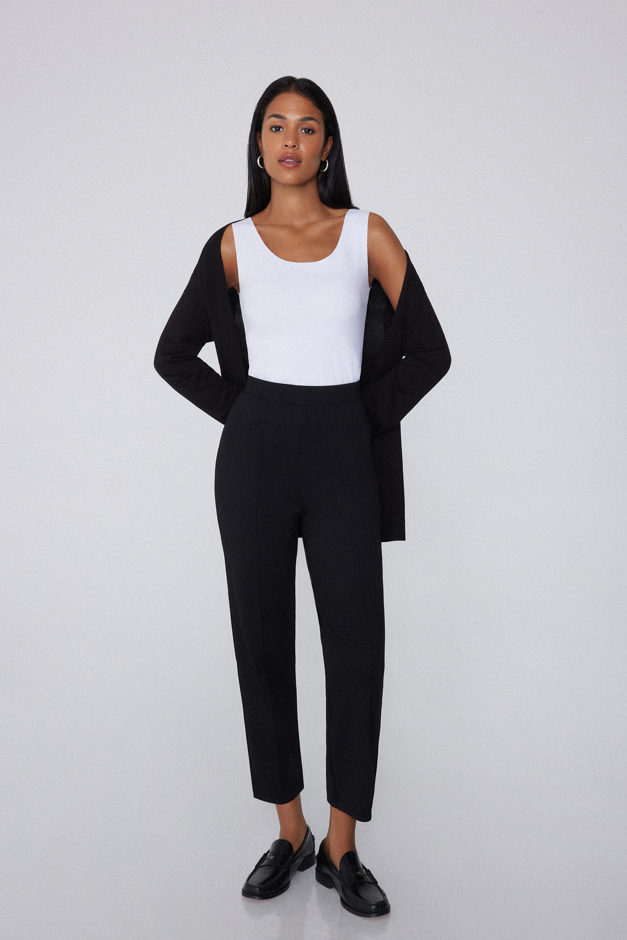 Długie Spodnie Cygaretki z&nbsp;Tkaniny Punto Milano