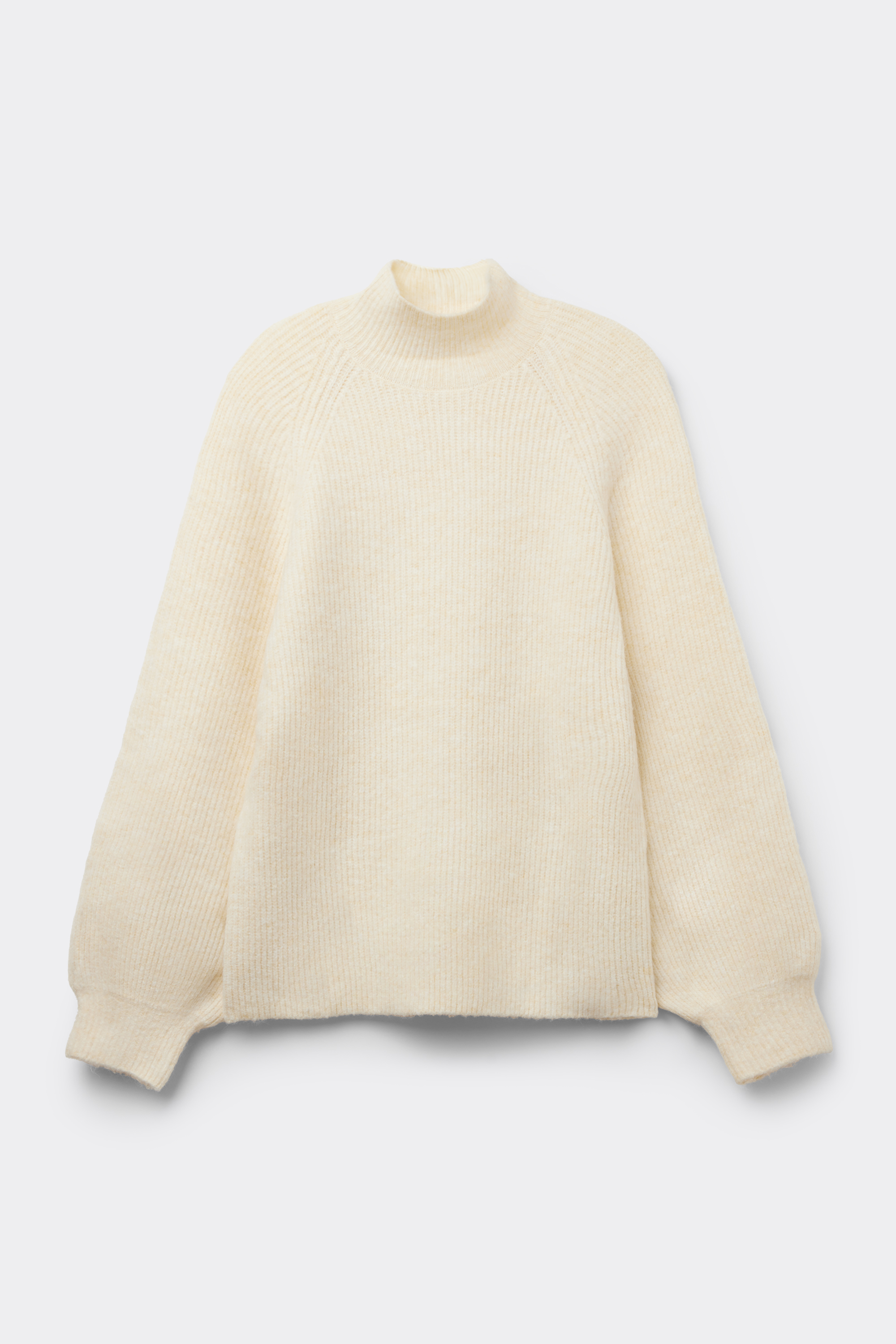 Long-Sleeved Ribbed Wide Round Neck Sweater
