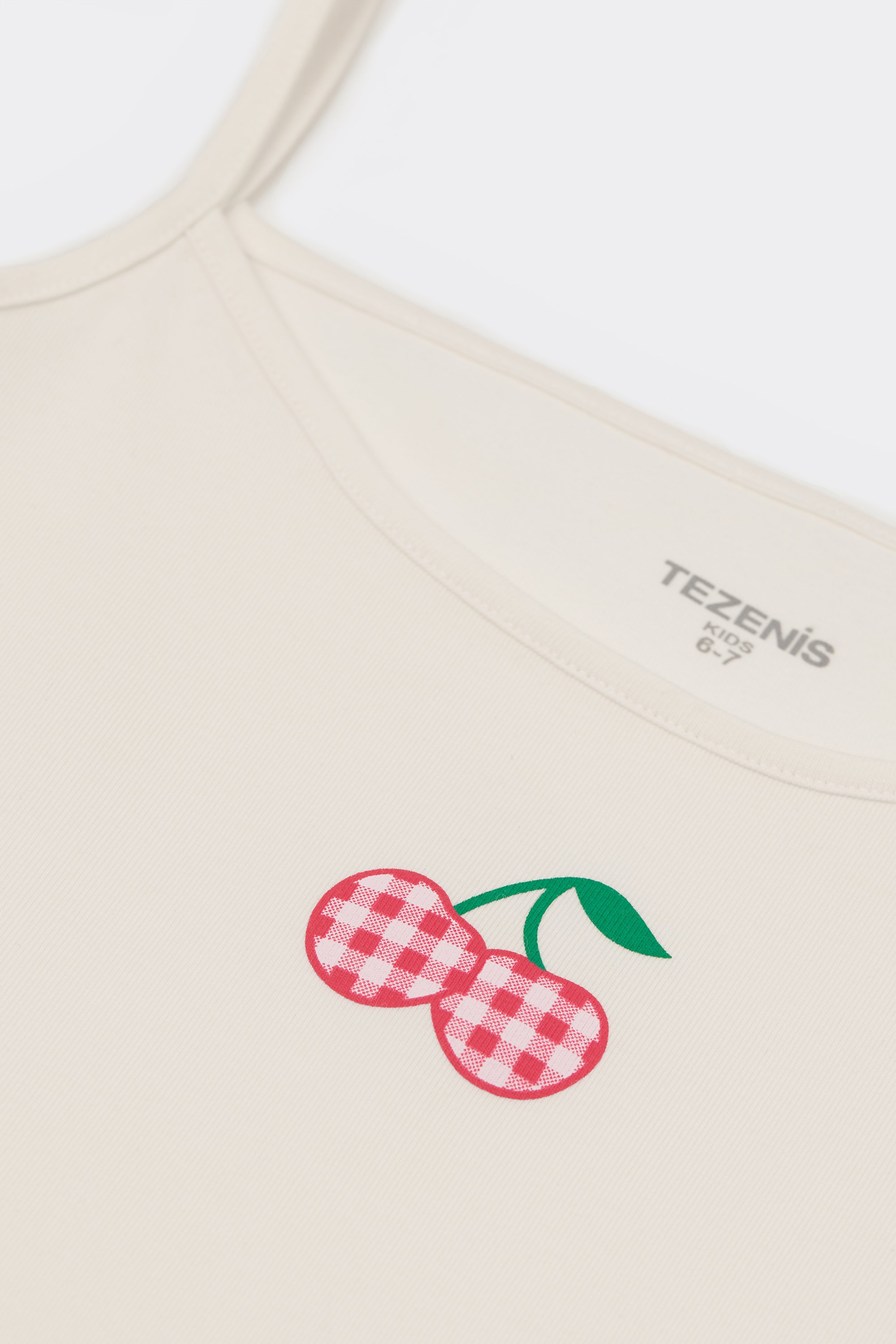 Girls&rsquo; Printed Cotton Camisole with Thin Shoulder Straps and Rounded Neck