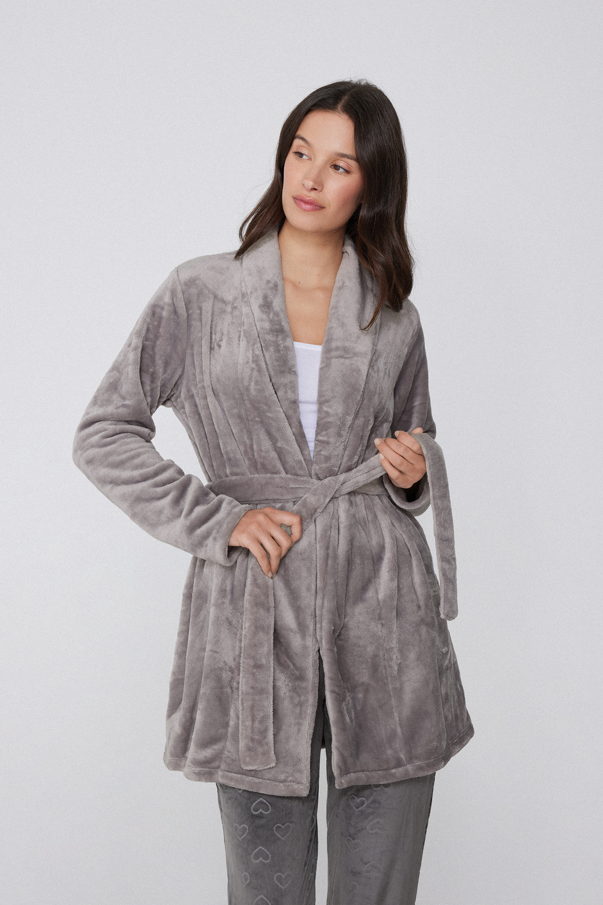 Solid-Colored Soft Fleece Robe