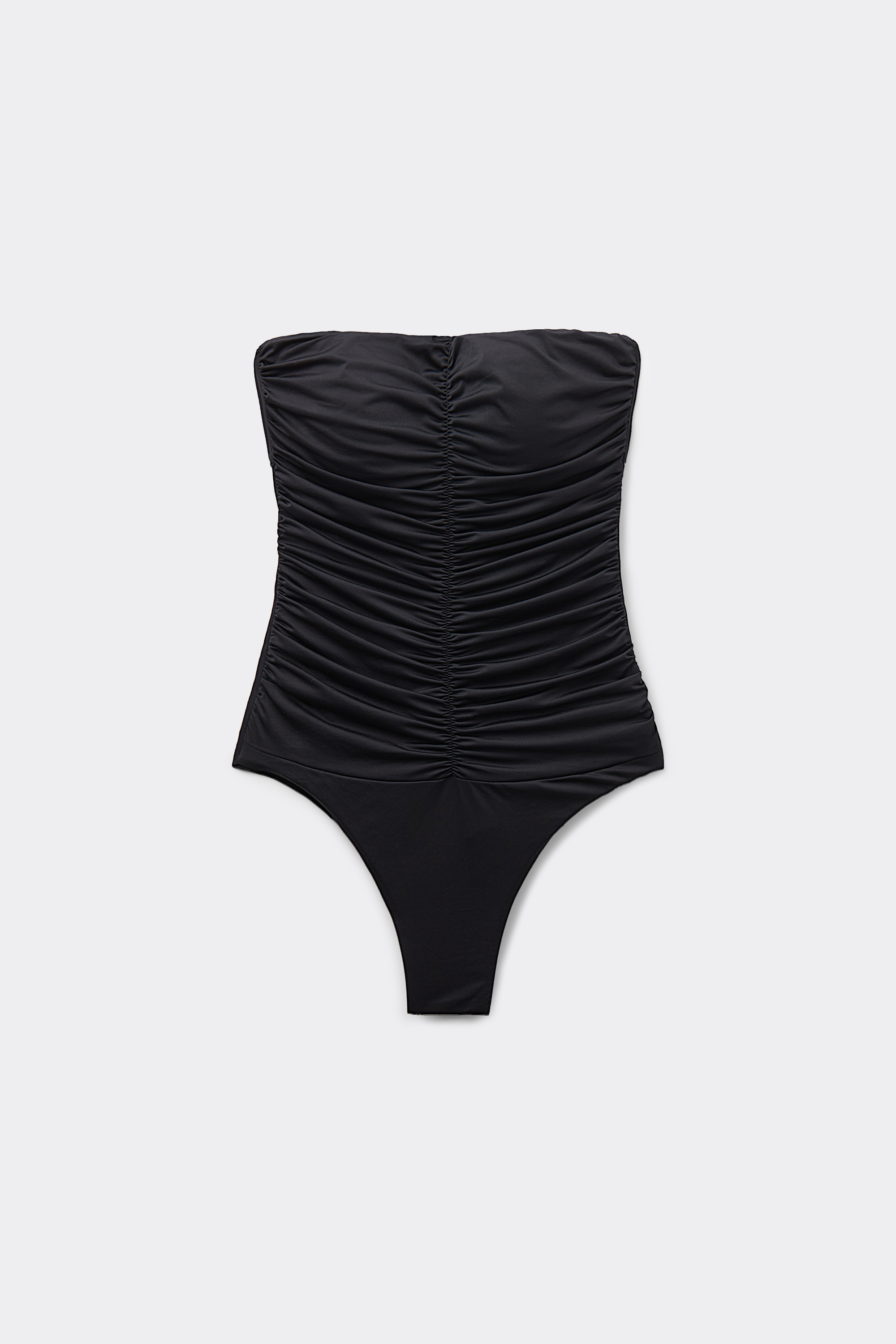 Center Ruched Recycled Molded Bandeau One-Piece Swimsuit