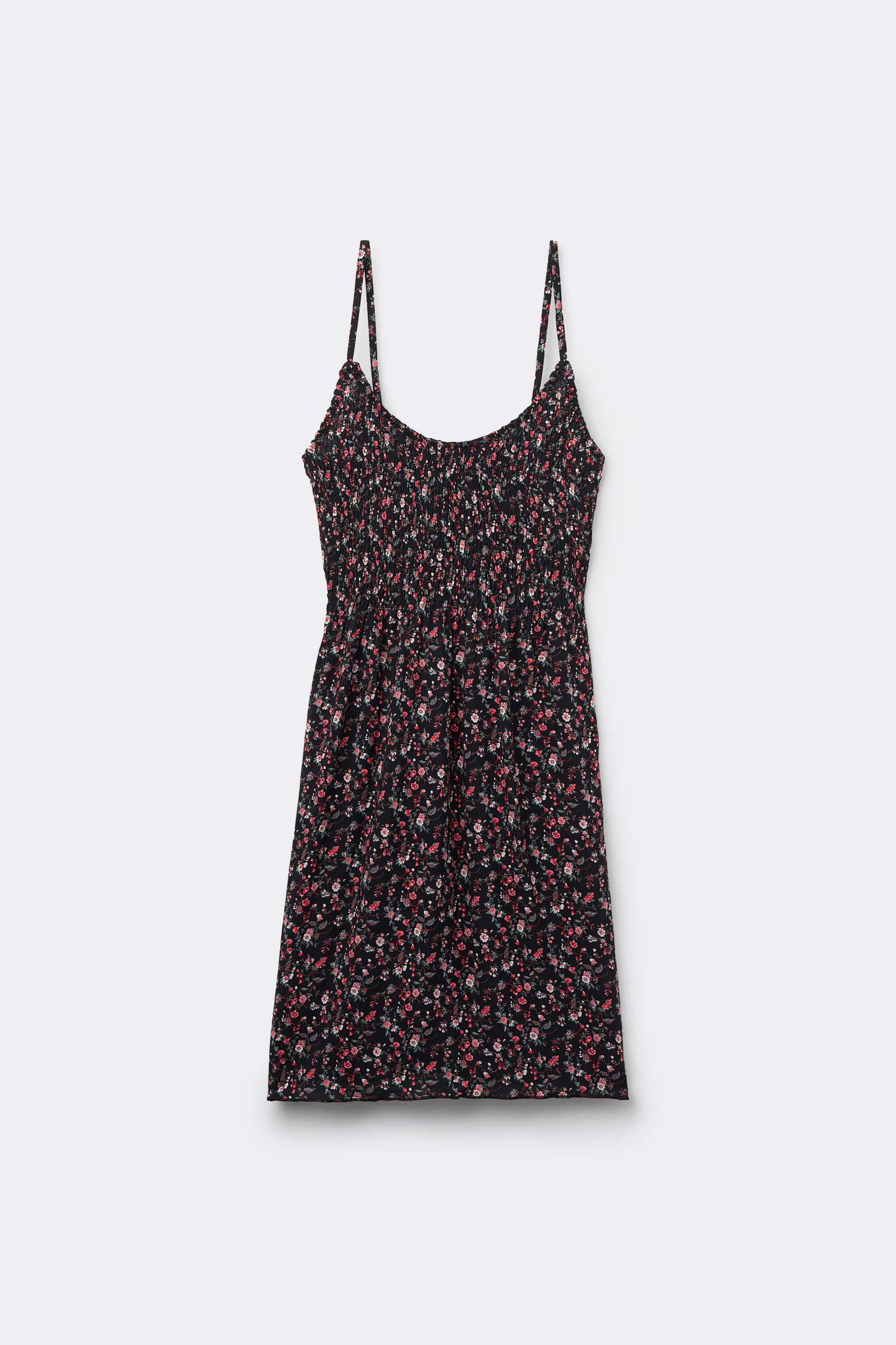 Smocked Viscose Spaghetti Strap Mini Dress