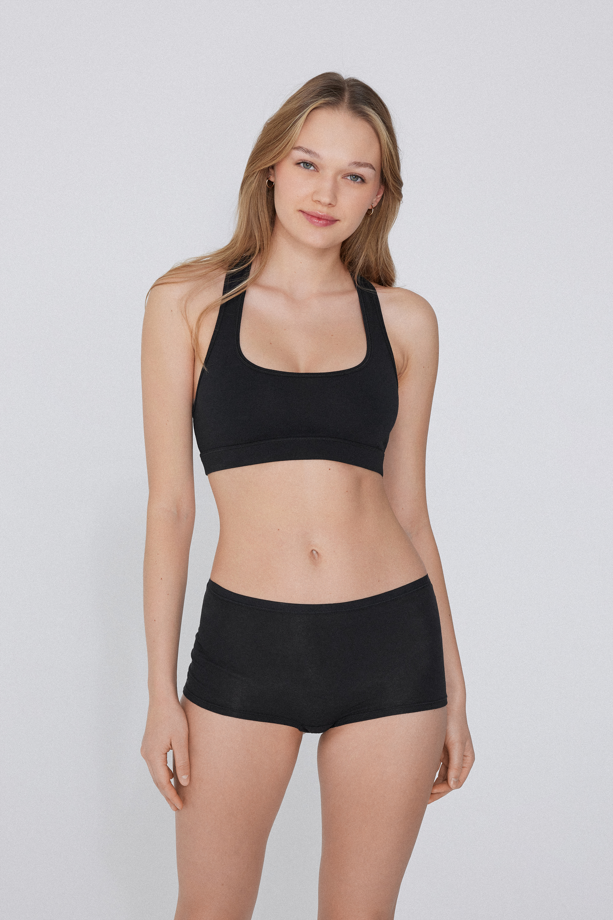 Stretch Cotton Halter Bra Top