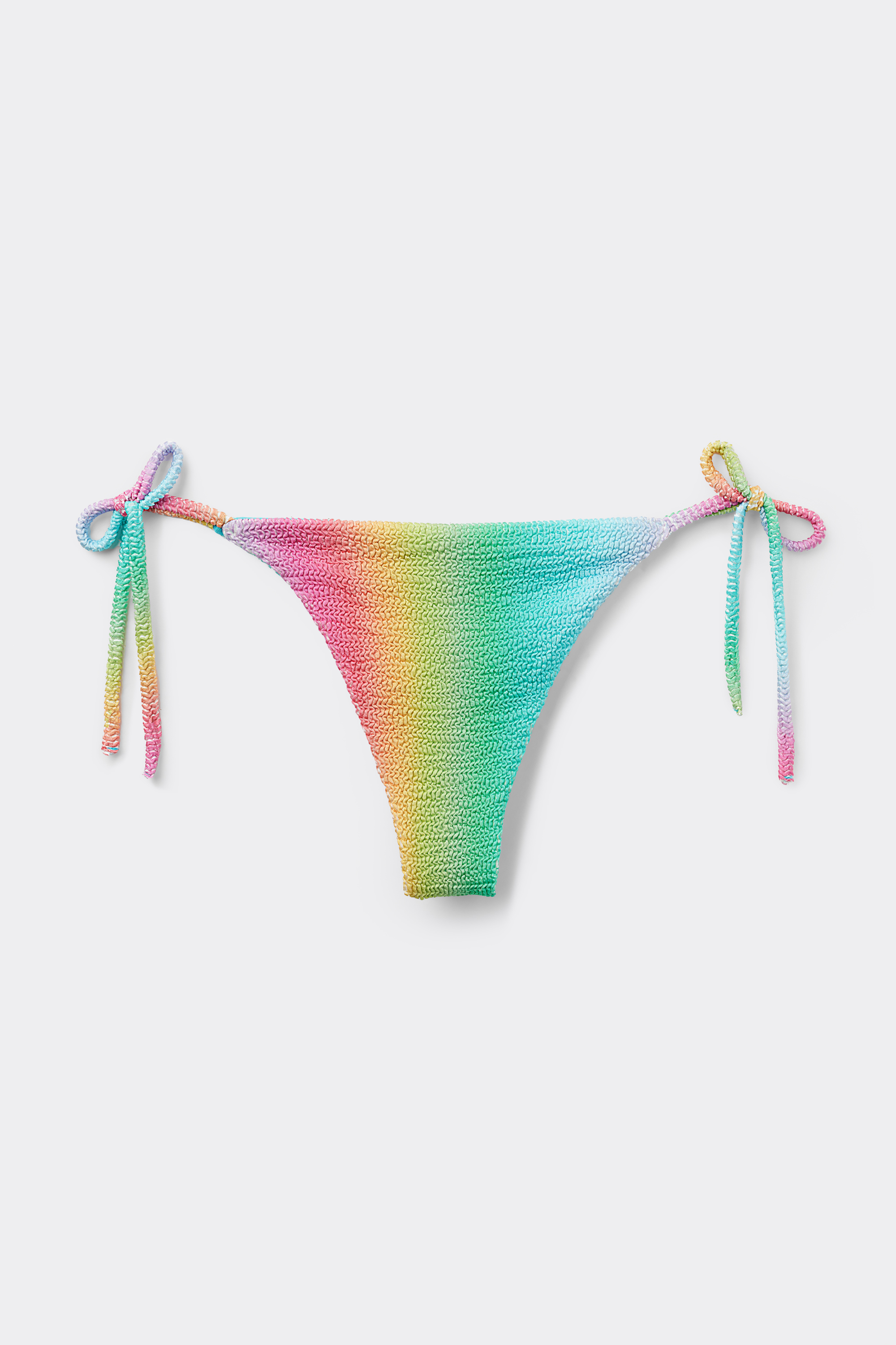 Crinkle Rainbow Brazilian Bikini Bottoms with Ties