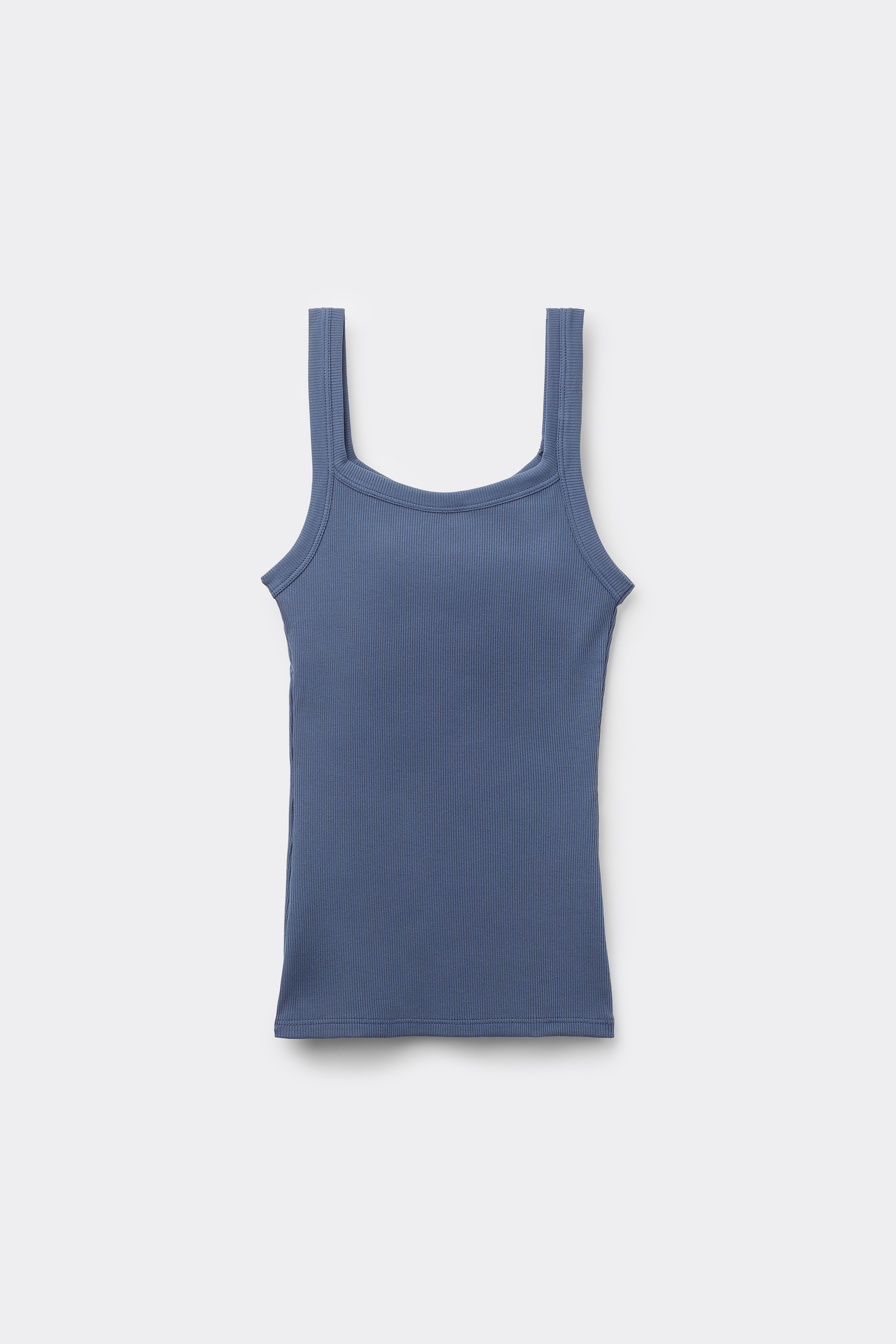 Ribbed Cotton Square-Neck Tank Top