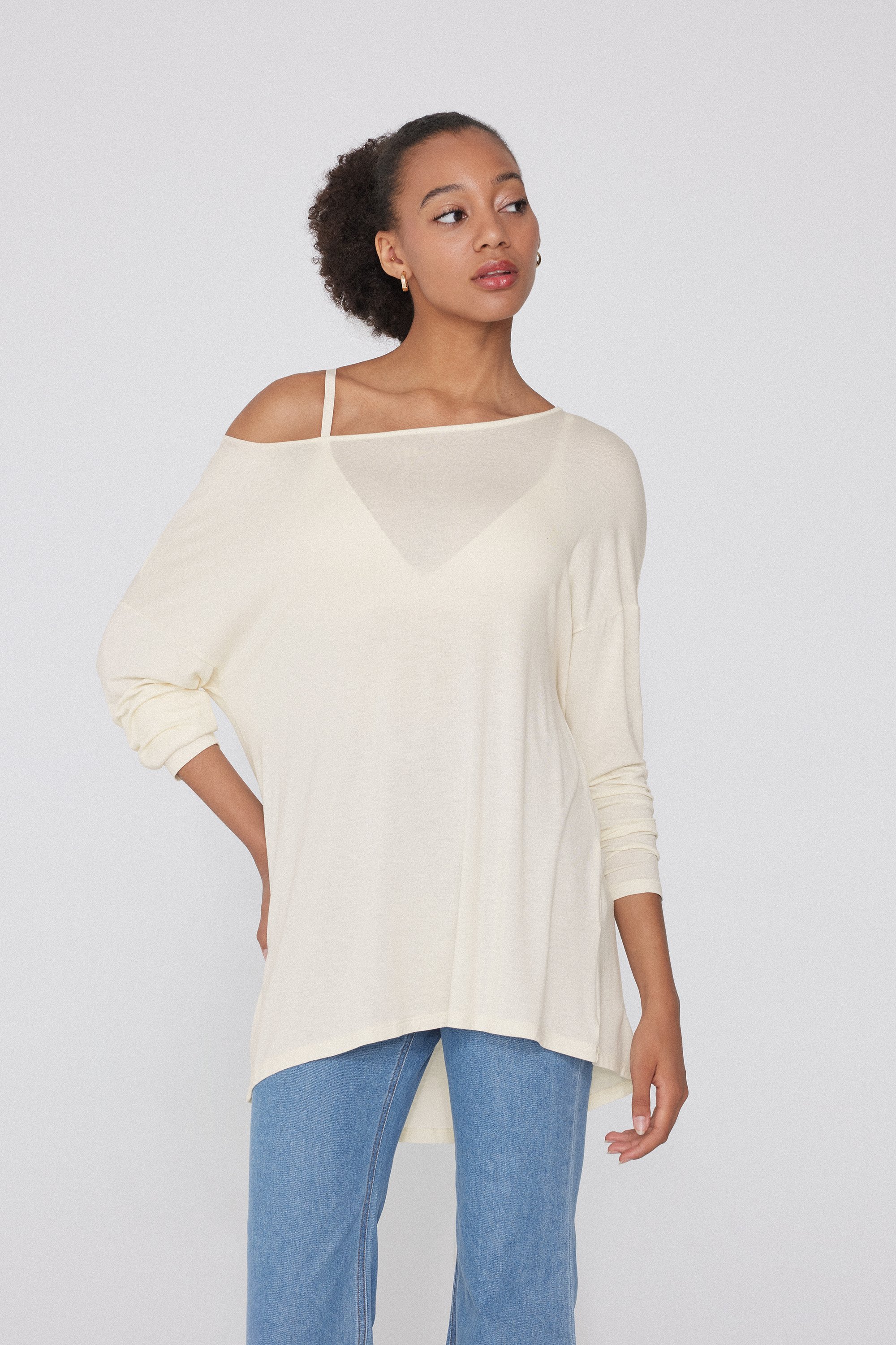 Maxi-Shirt mit langen &Auml;rmeln aus leichter Viskose