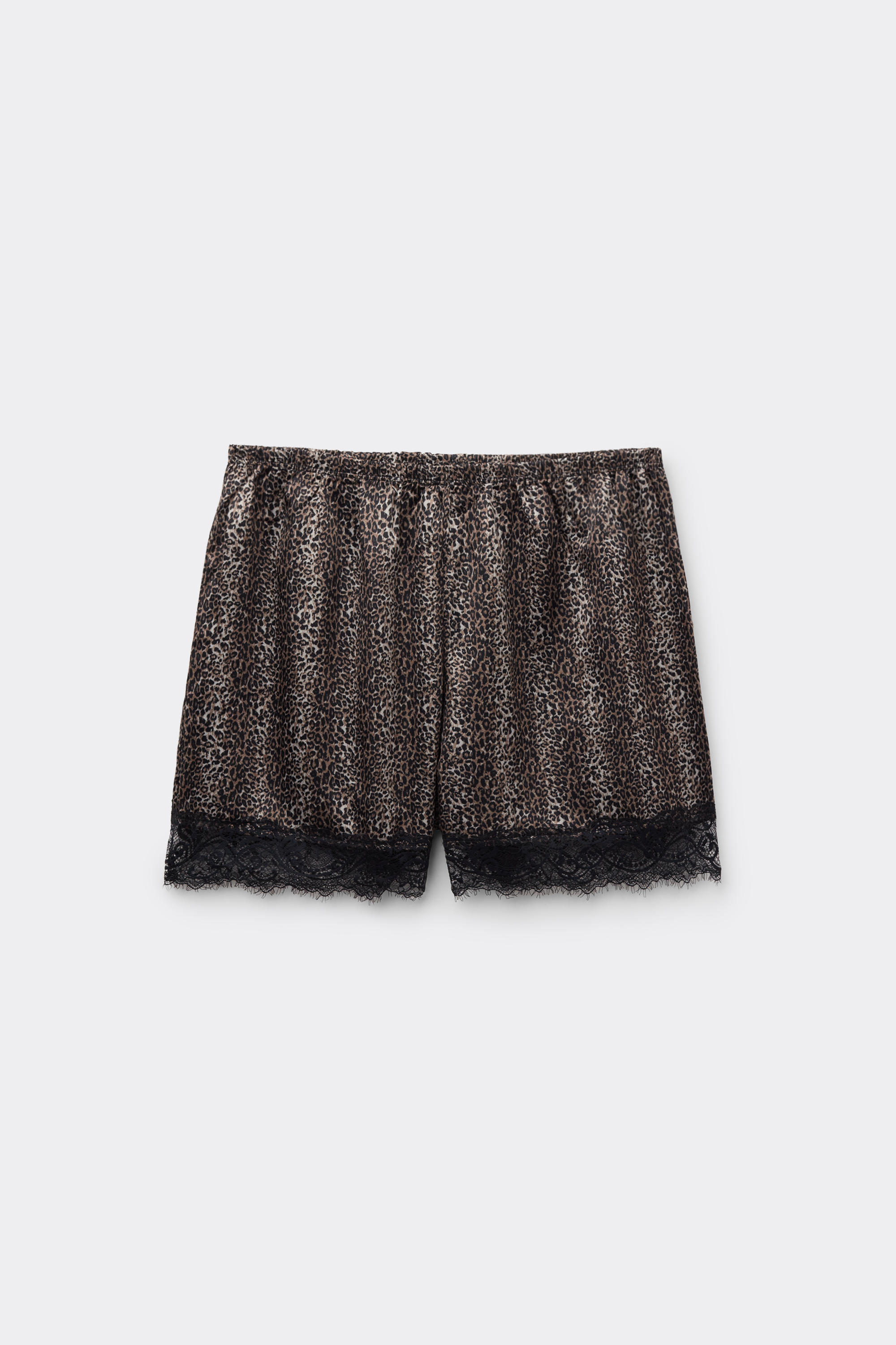 Pantaloncino Corto in Raso Stampato e Pizzo