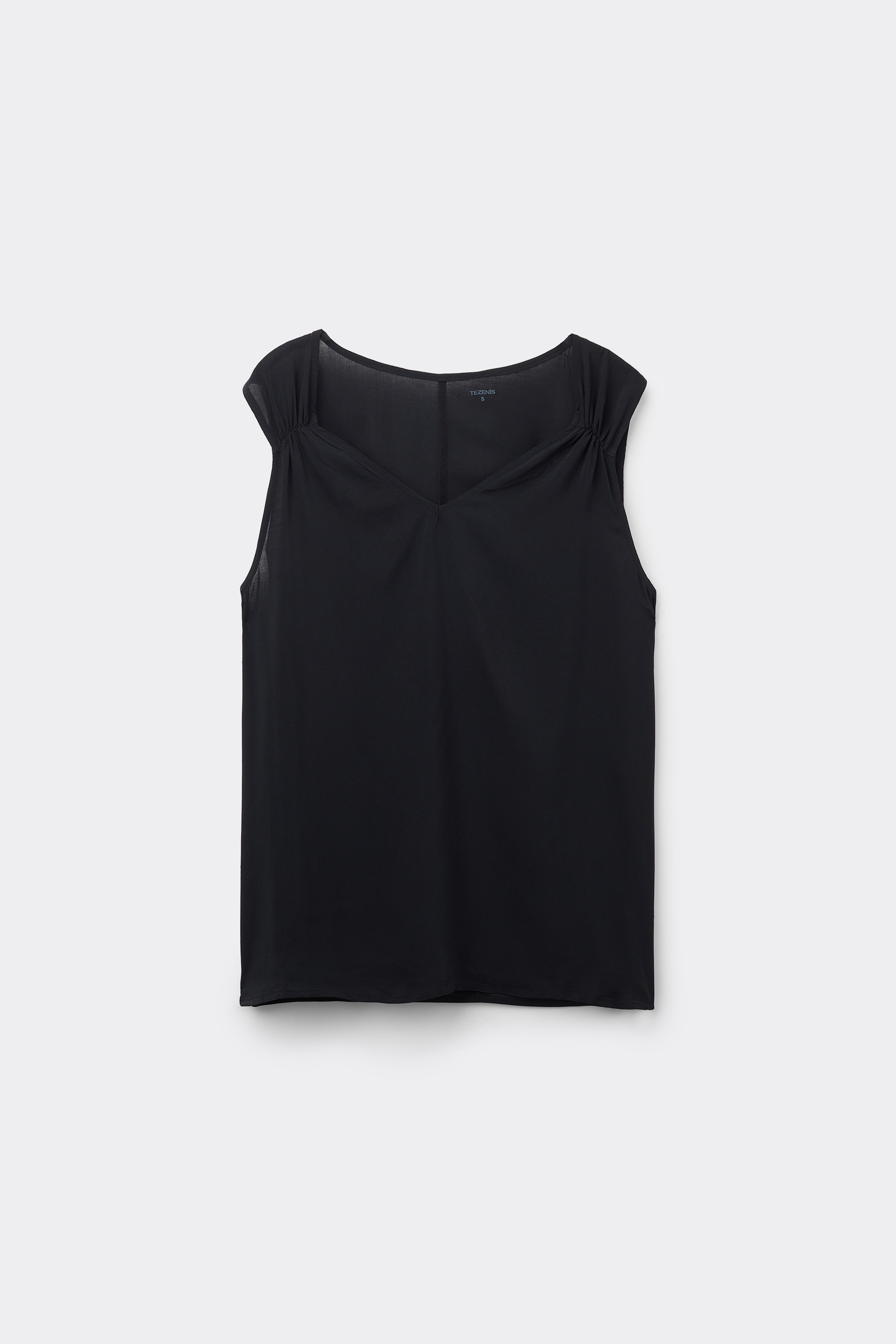 Wide-Strap Gathered Viscose Tank Top
