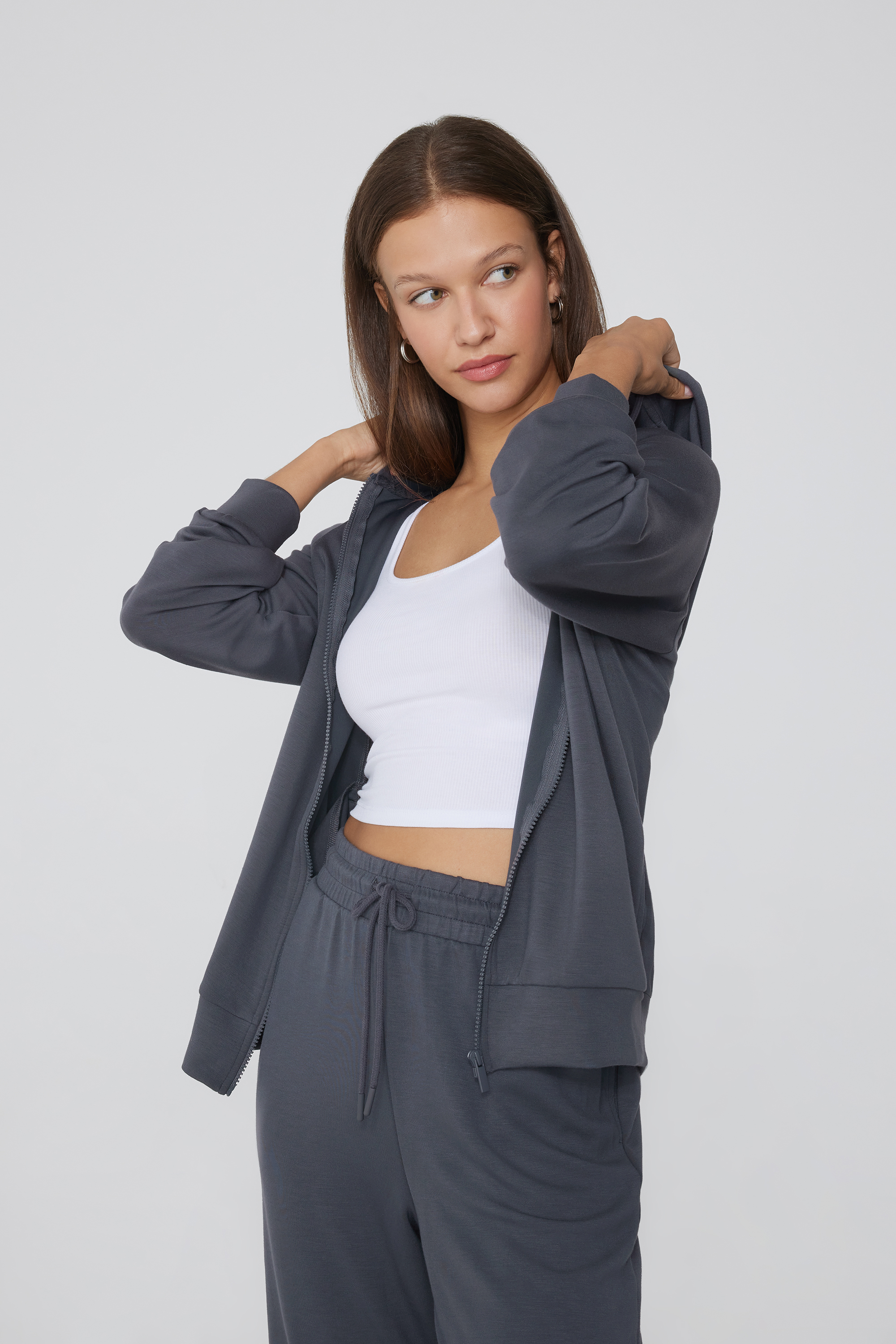 Soft Touch Viscose Zip-Up Hoodie
