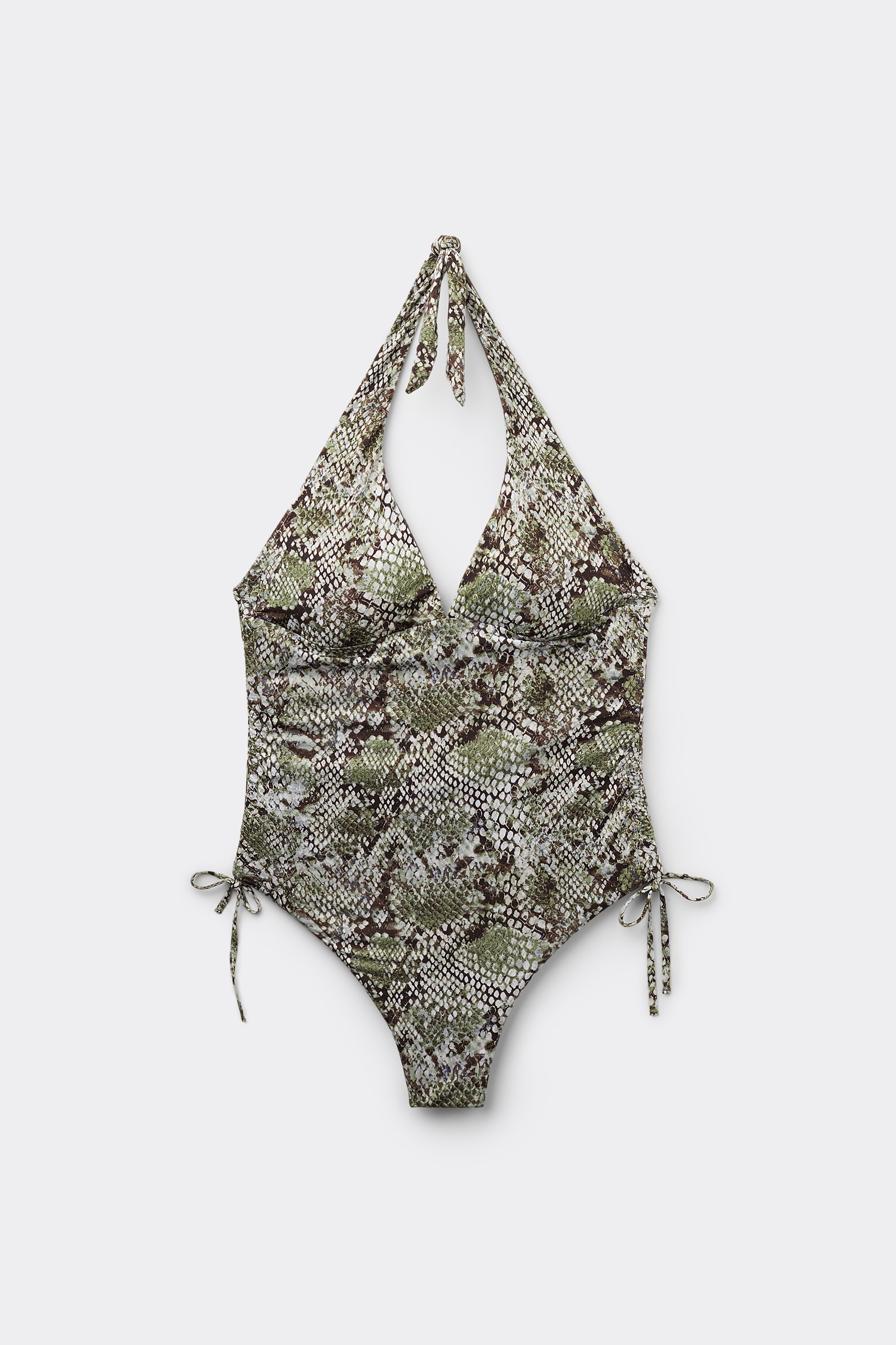 Classic Snake Triangle One-Piece Swimsuit with Drawstring