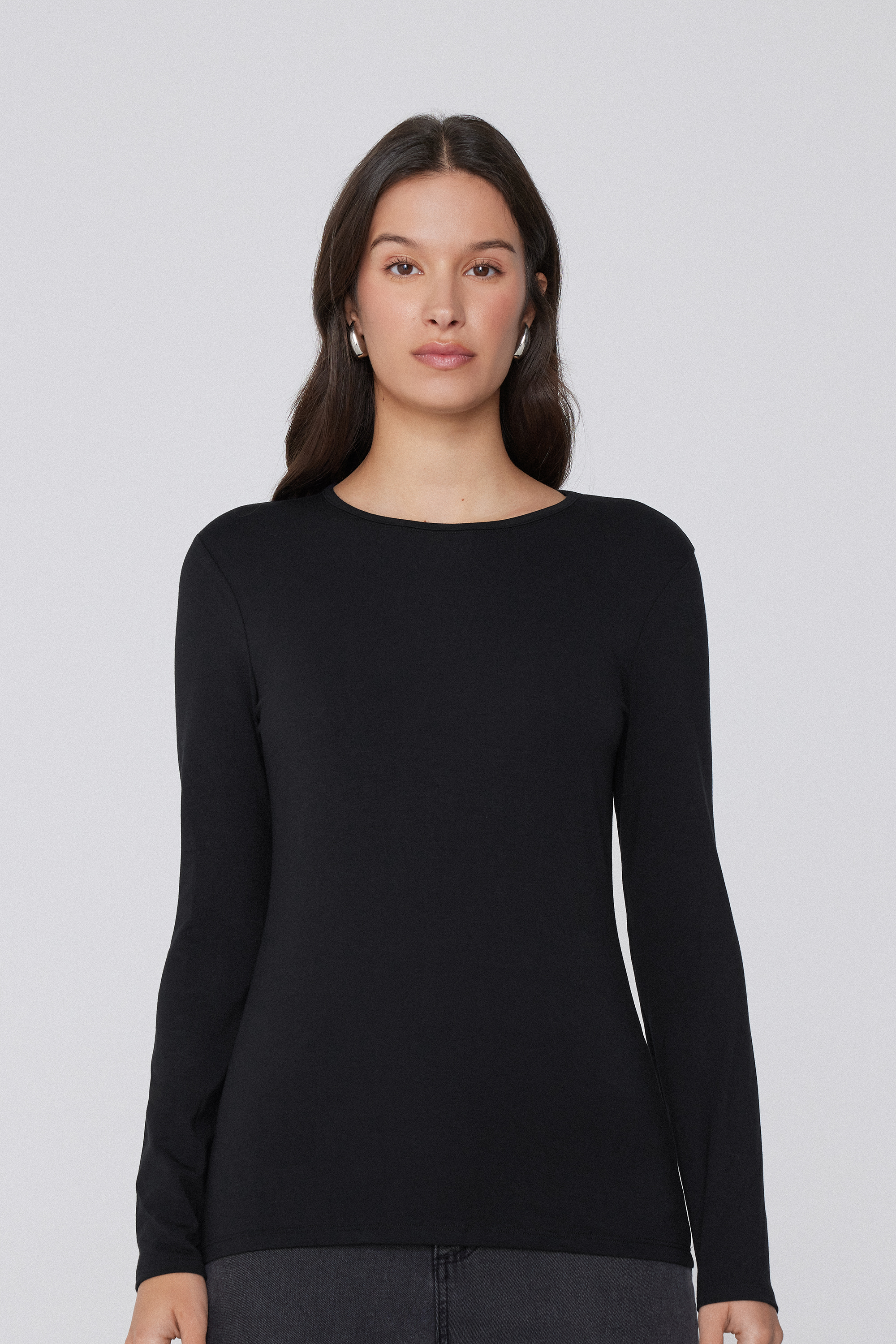 Thermal Modal and Cotton Crew-Neck Top