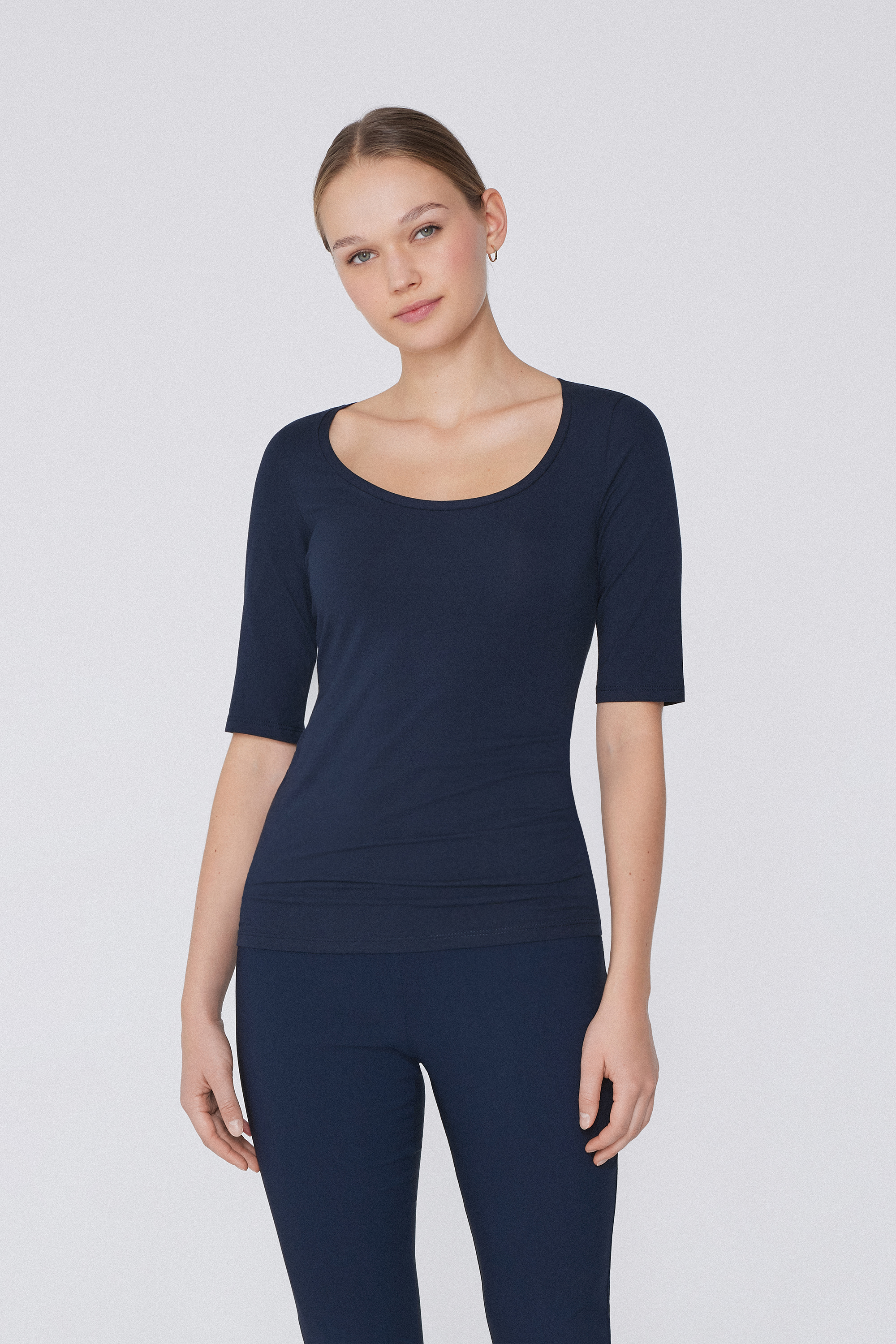 Short-Sleeved Organic Cotton Scoop-Neck Top