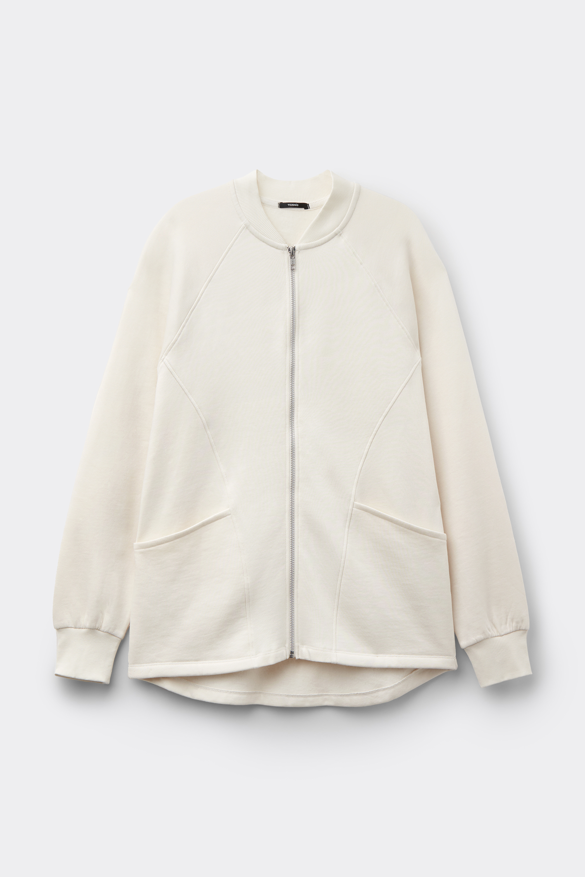 Asymmetric Long Sleeve Zip Sweatshirt with Pockets