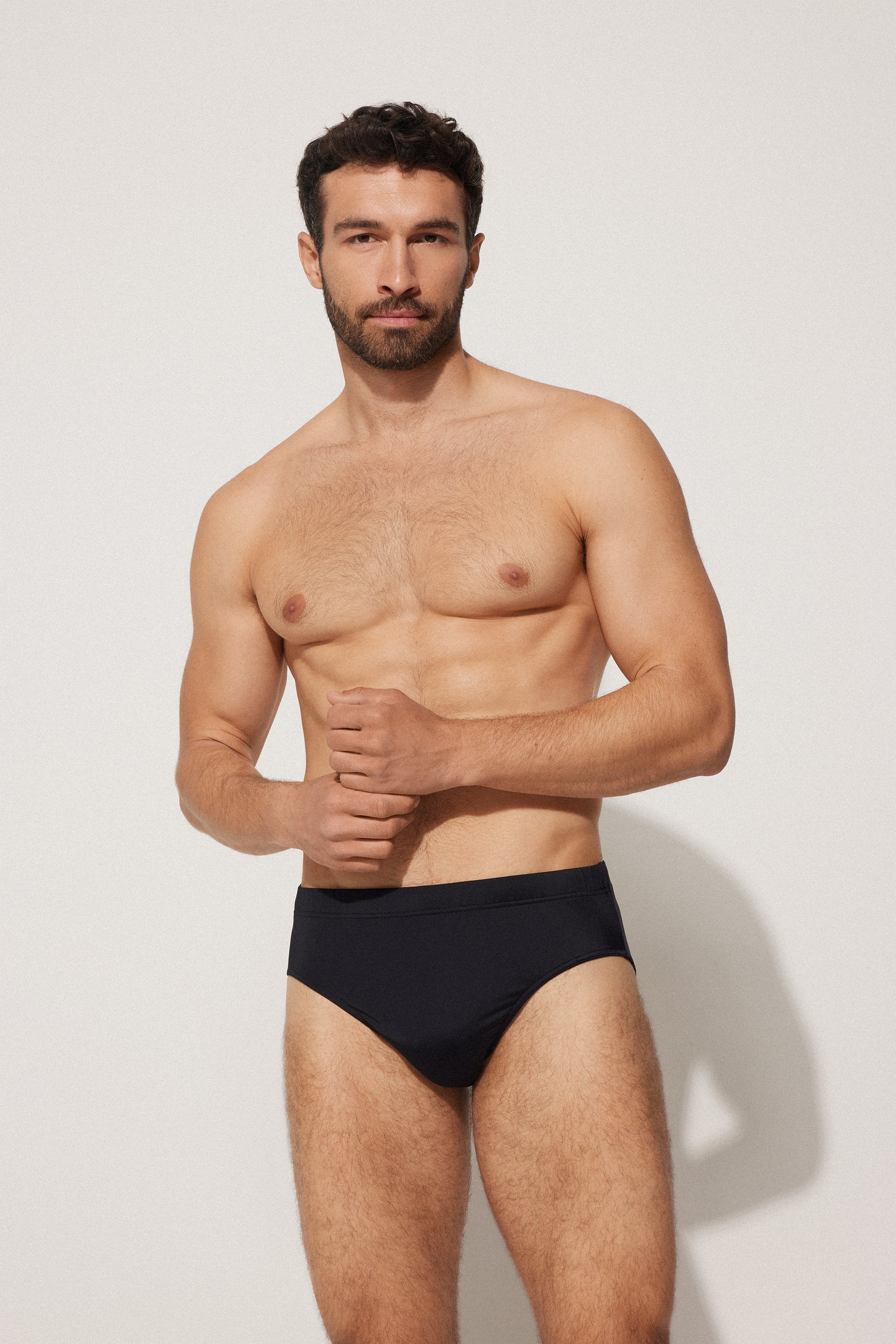 Solid-Colored Basic Microfiber Swim Briefs
