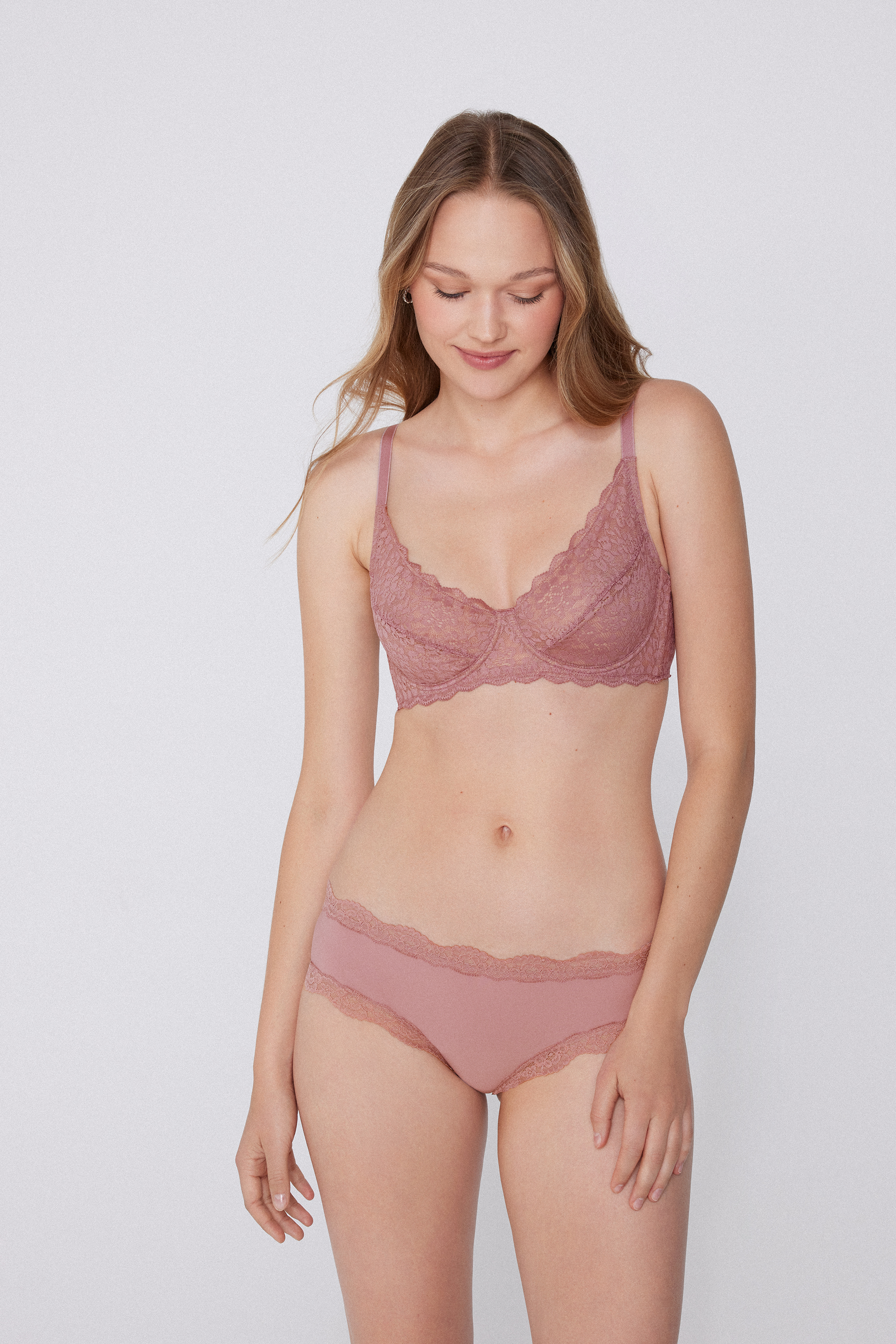 Recycled Microfiber and Lace Brazilian Hipster Panties