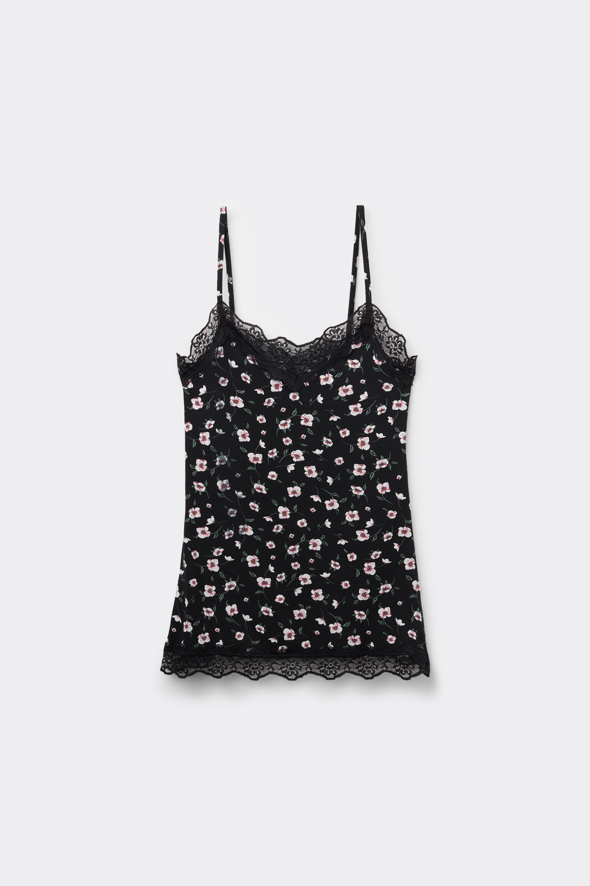 V Neck Tank Top with Lace Insert