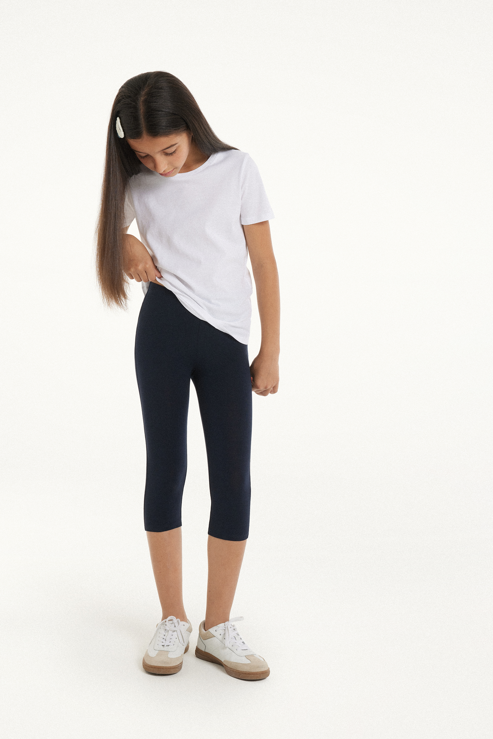 Legging Capri en Coton Uni Fille