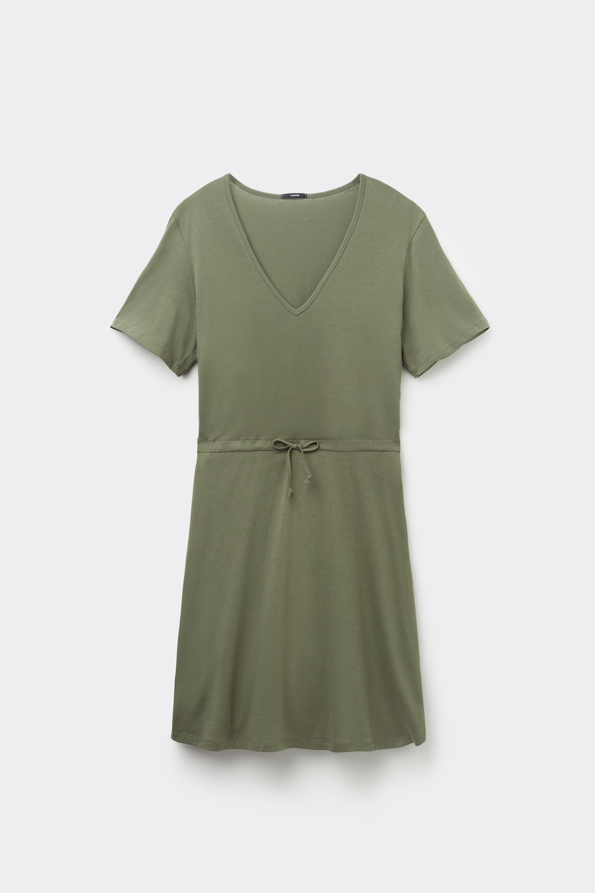 Short Sleeve Short Cotton V-Neck Dress