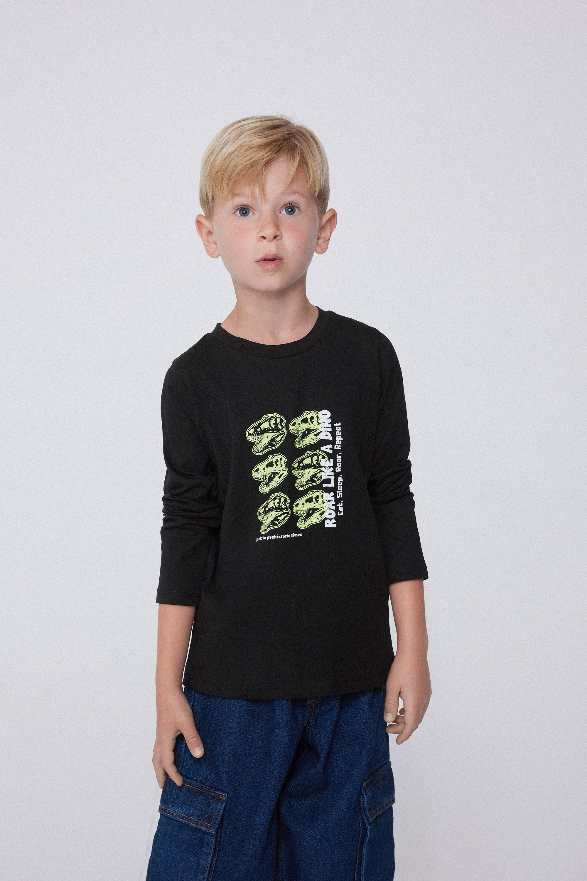 Boys&rsquo; Long Sleeve Printed Cotton Top