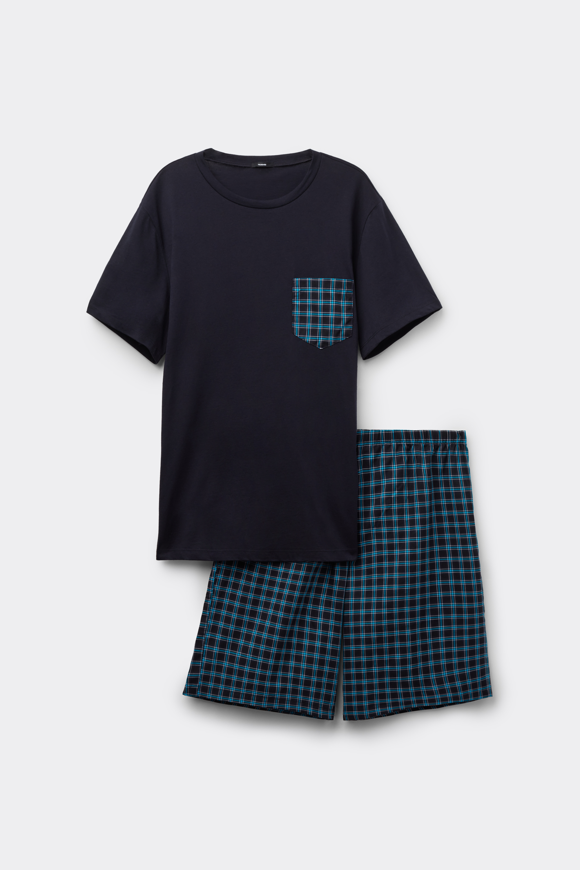 Pigiama Corto Cotone con Taschino Quadri