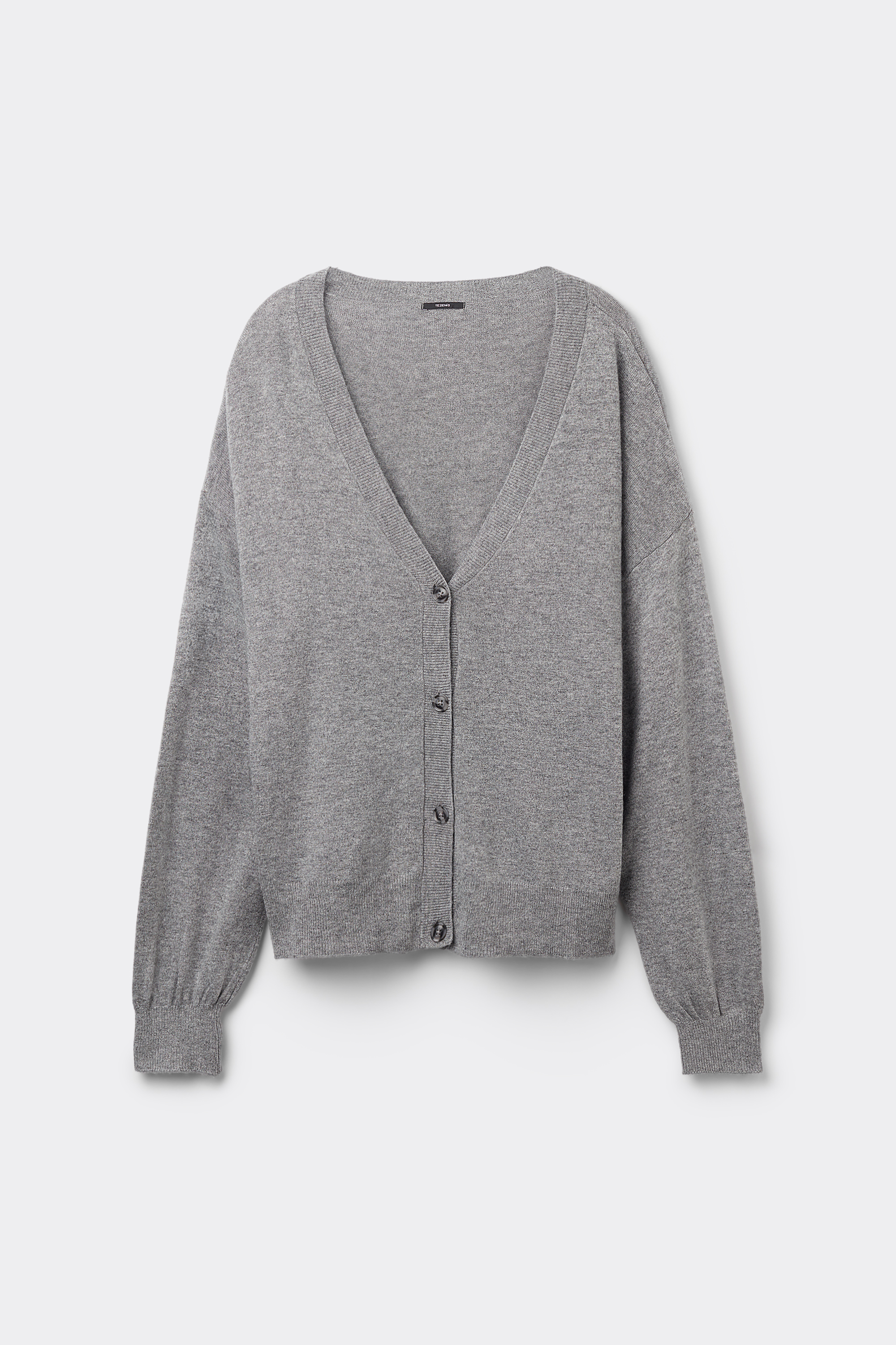 Langarm-Cardigan mit Kn&ouml;pfen und Wolle