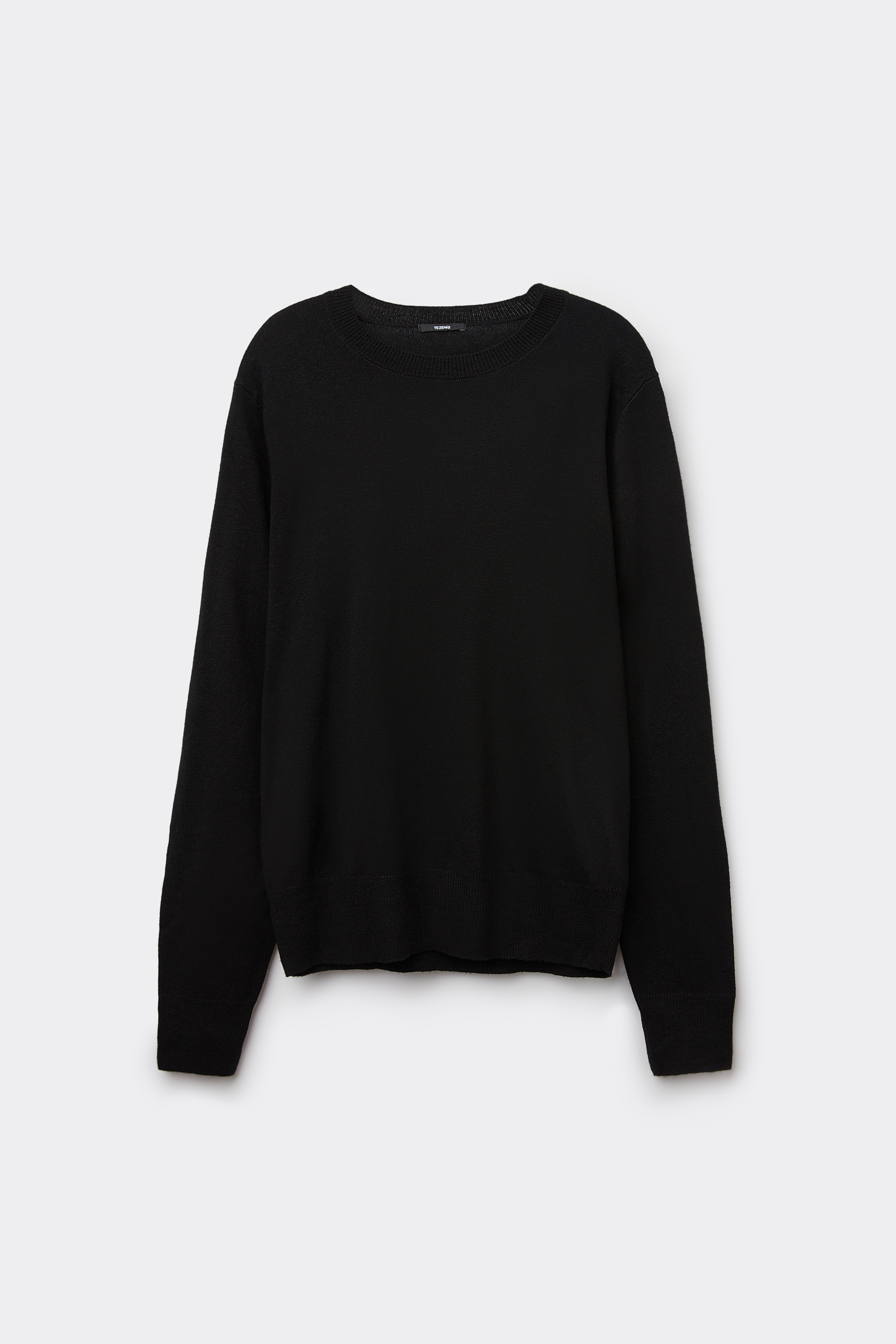 Long-Sleeved Heavy Crew-Neck Sweater with Wool