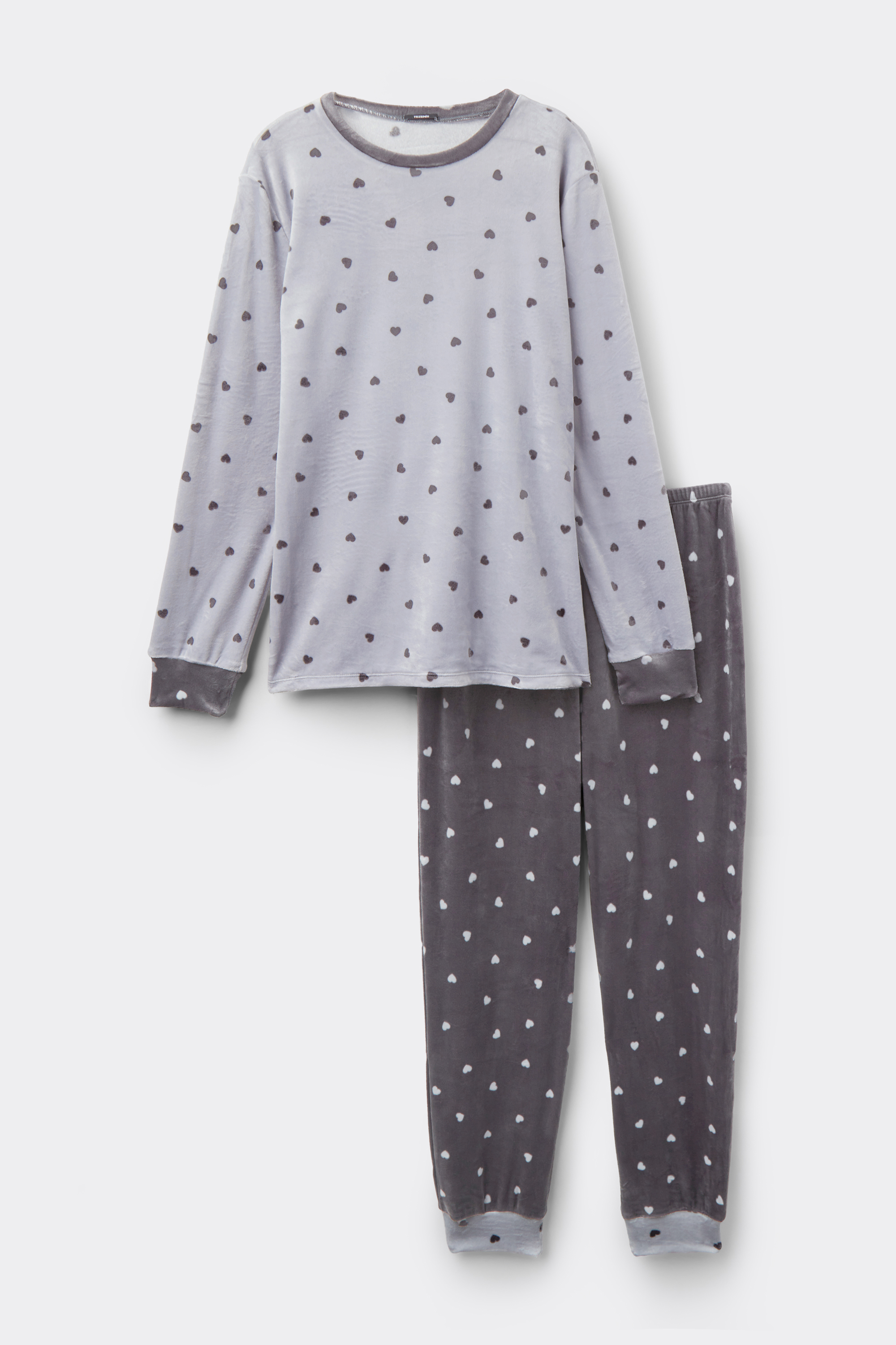 Dugačka Pidžama od Mikroflisa s Otiskom Srdaca