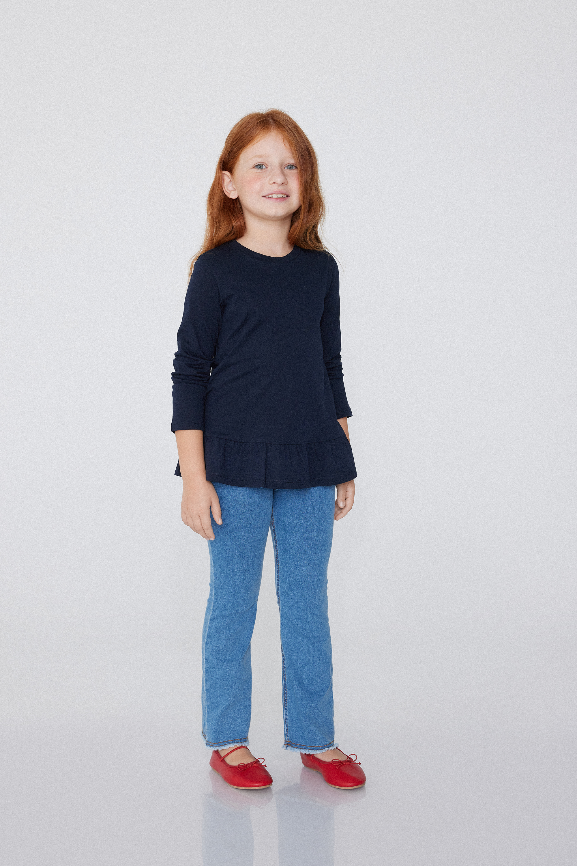 Bavlněn&eacute; Triko s Dlouh&yacute;m Ruk&aacute;vem s Vol&aacute;nem