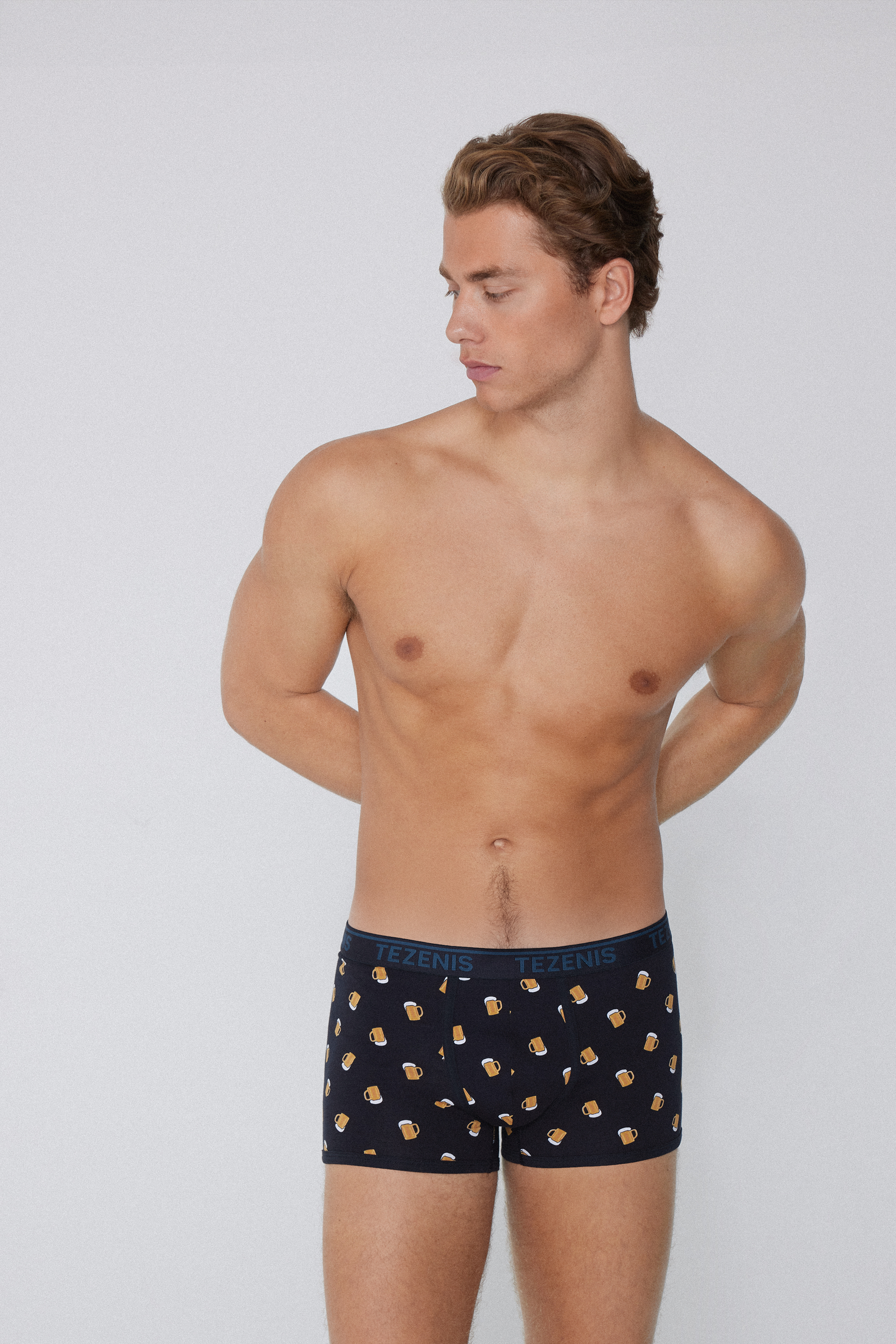 Плавки-Боксери з Принтованої Бавовни з Контрастною Облямівкою і Логотипом