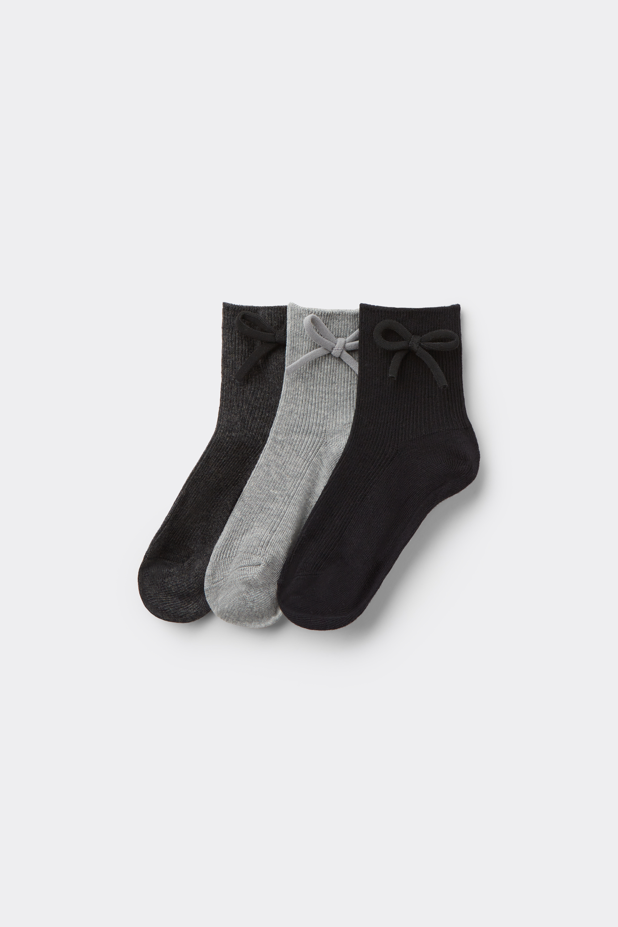 Three Pairs of Girls' Short Patterned Cotton Socks